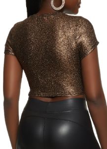 Lurex Mesh Insert Cropped Corset Top sold by Rainbow
