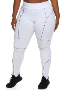 Plus Size High Waist Contrast Piping Leggings sold by Rainbow