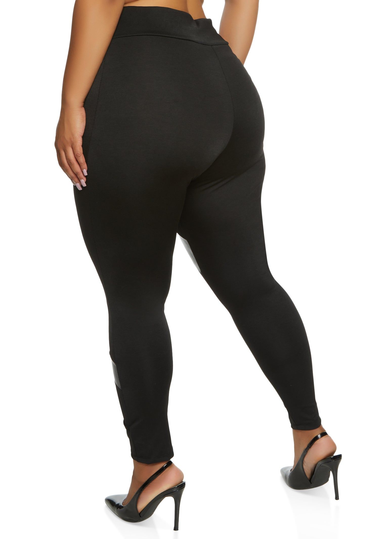 Plus Size Faux Leather Detail Leggings sold by Rainbow product image thumbnail 2