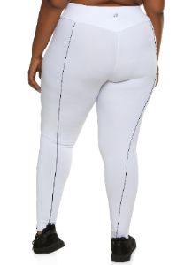Plus Size High Waist Contrast Piping Leggings sold by Rainbow