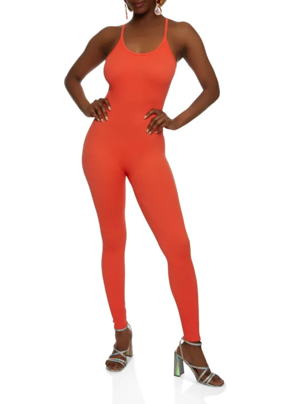 Ribbed Scoop Neck Cami Catsuit sold by Rainbow