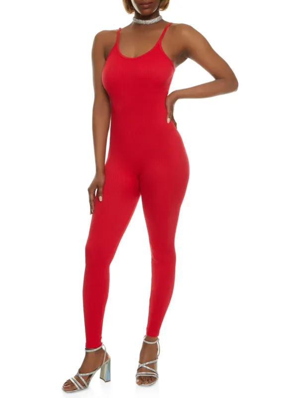 Ribbed Scoop Neck Cami Catsuit sold by Rainbow