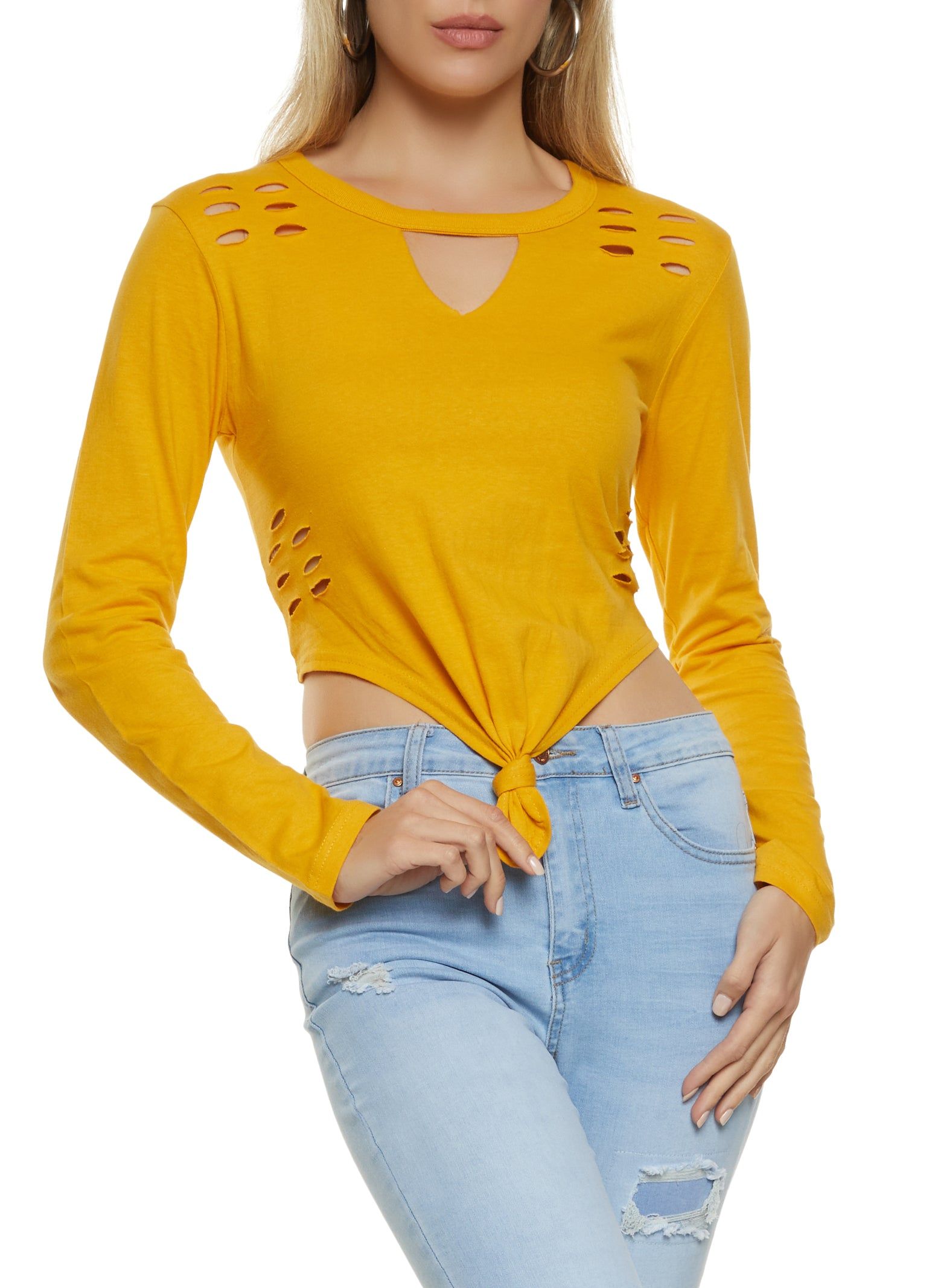 Laser Cut Knot Front Cropped Tee sold by Rainbow