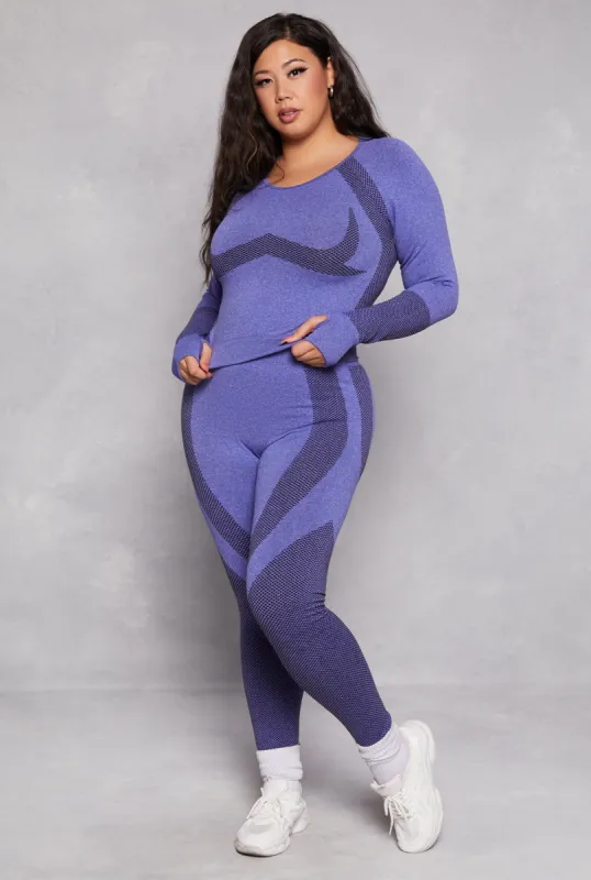 Plus Size Seamless Color Block Active Leggings sold by Rainbow
