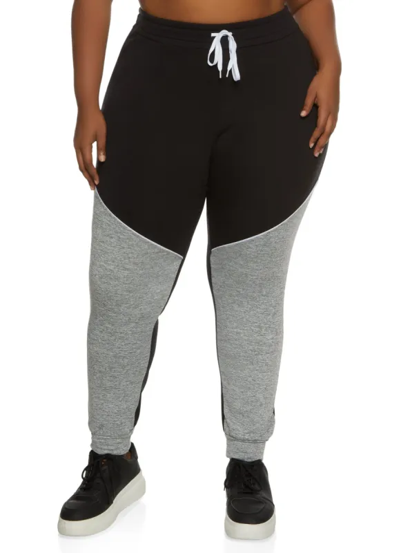 Plus Size Color Block Drawstring Joggers sold by Rainbow