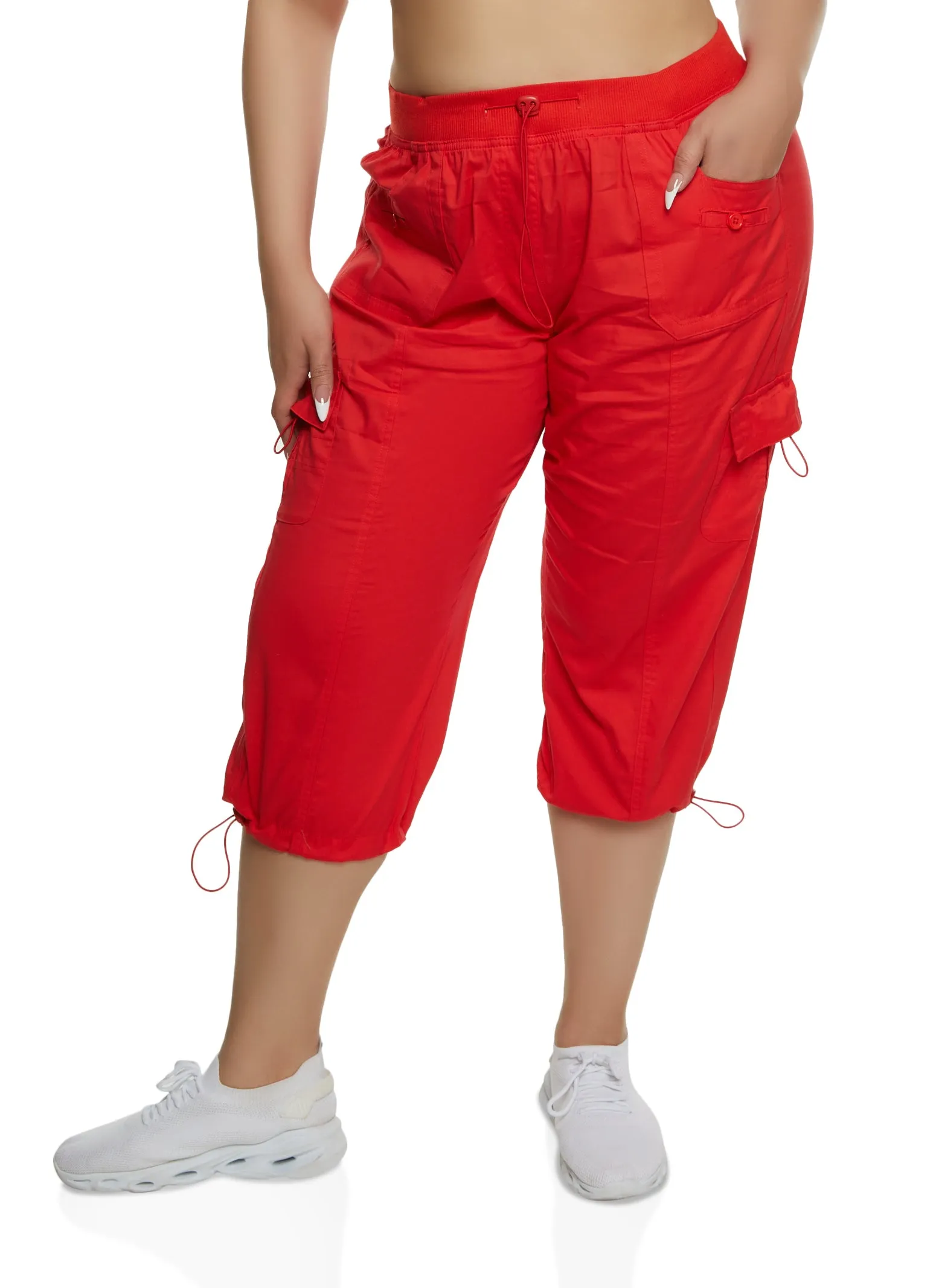 Plus Size Poplin Toggle Drawstring Cargo Capris sold by Rainbow product image thumbnail 2
