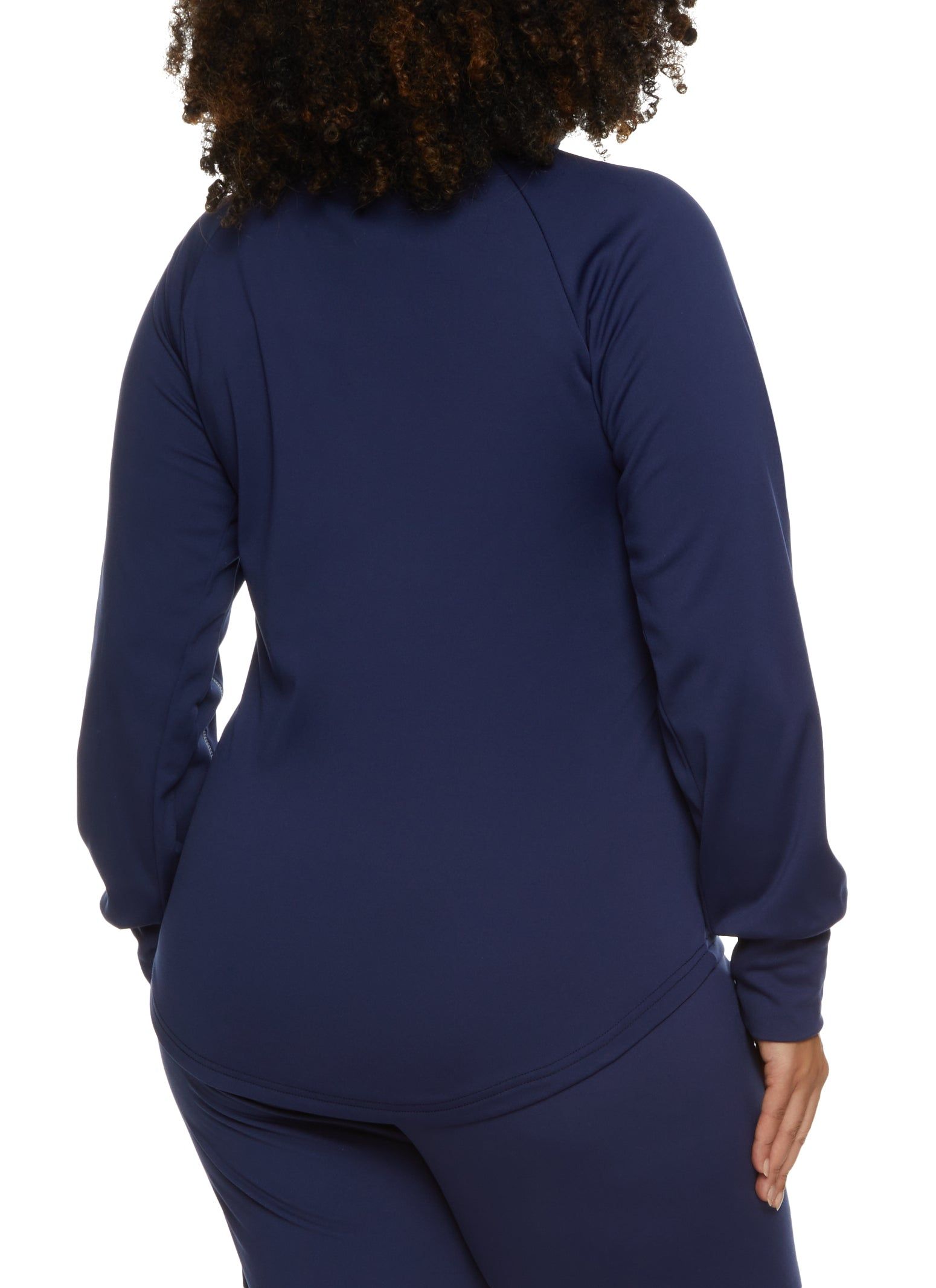 Plus Size Fleece Contrast Stitch Zip Front Track Jacket sold by Rainbow product image thumbnail 3