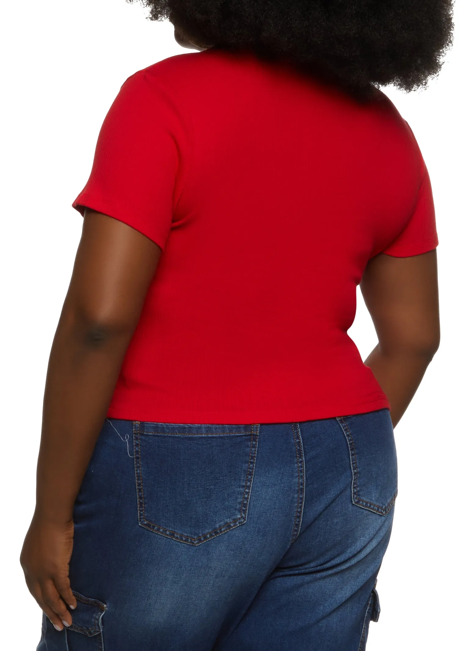 Plus Size Basic Ribbed Knit Short Sleeve Top sold by Rainbow product image thumbnail 2