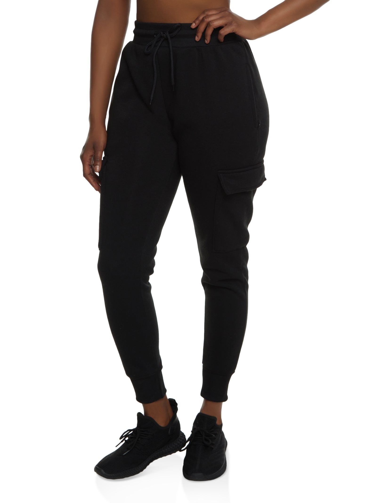 Fleece Cargo Pocket High Waist Joggers sold by Rainbow