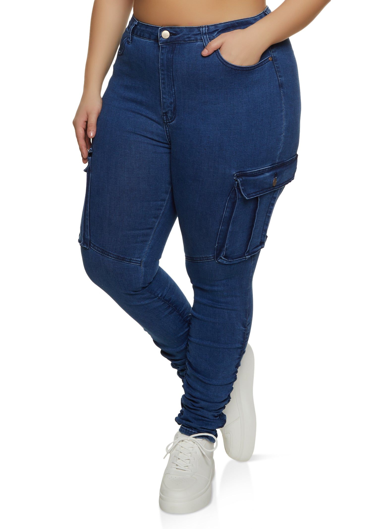 Plus Size Stacked Cargo Skinny Jeans sold by Rainbow