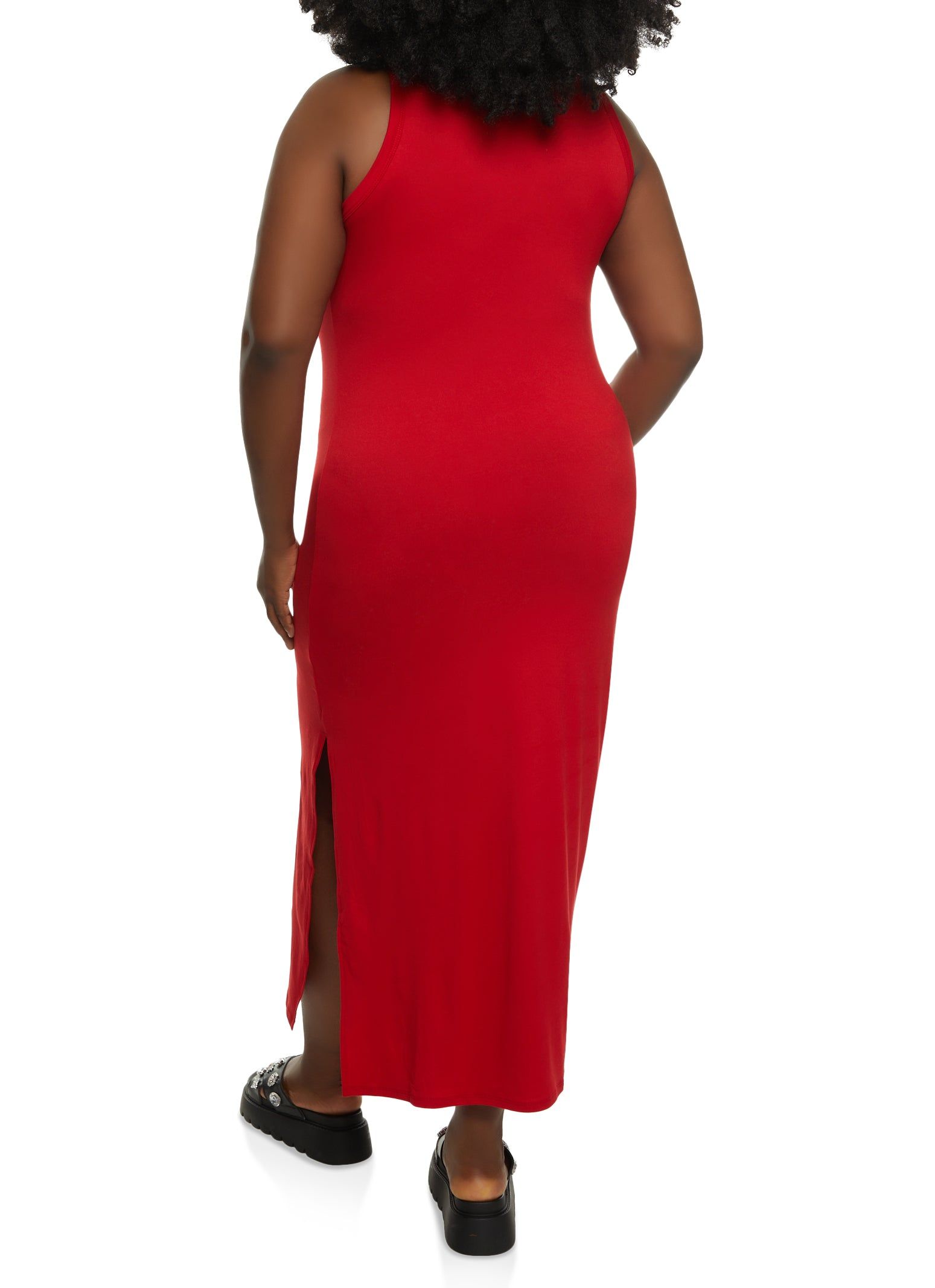 Plus Size Scoop Neck Side Slit Maxi Dress sold by Rainbow product image thumbnail 3