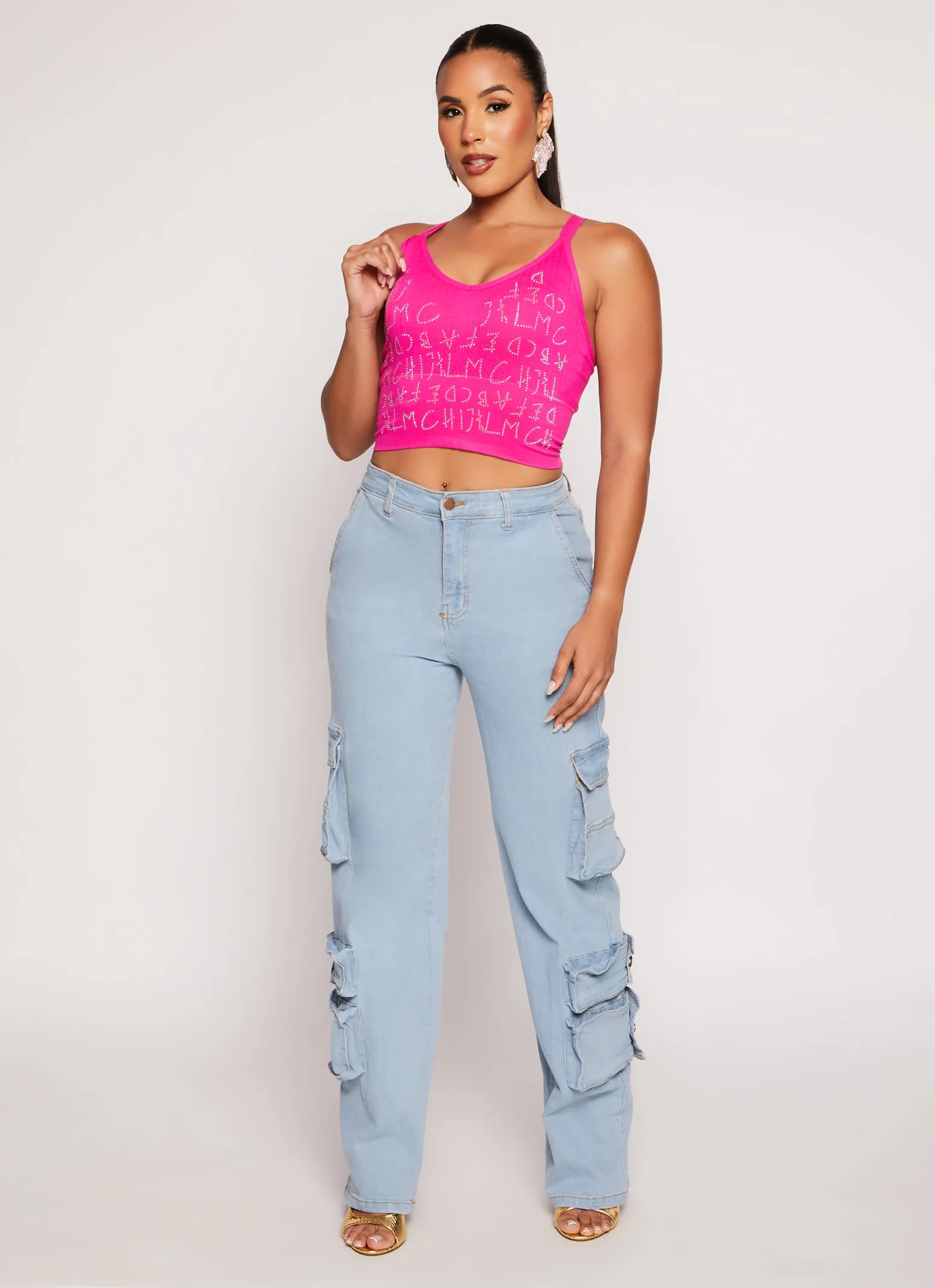 Seamless Ribbed Rhinestone Alphabet Graphic Cami sold by Rainbow product image thumbnail 2