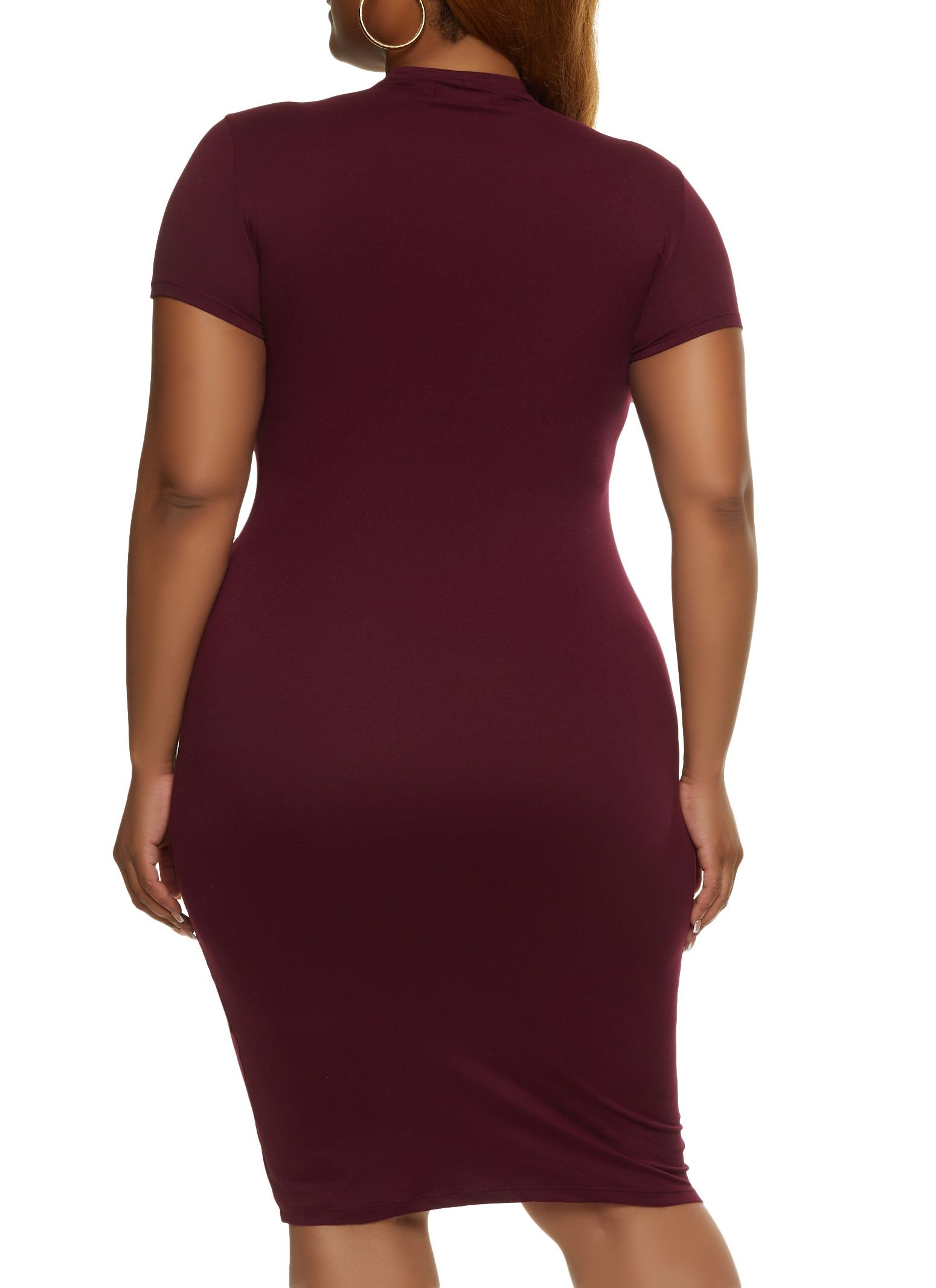 Plus Size Solid Mock Neck T Shirt Dress sold by Rainbow product image thumbnail 3