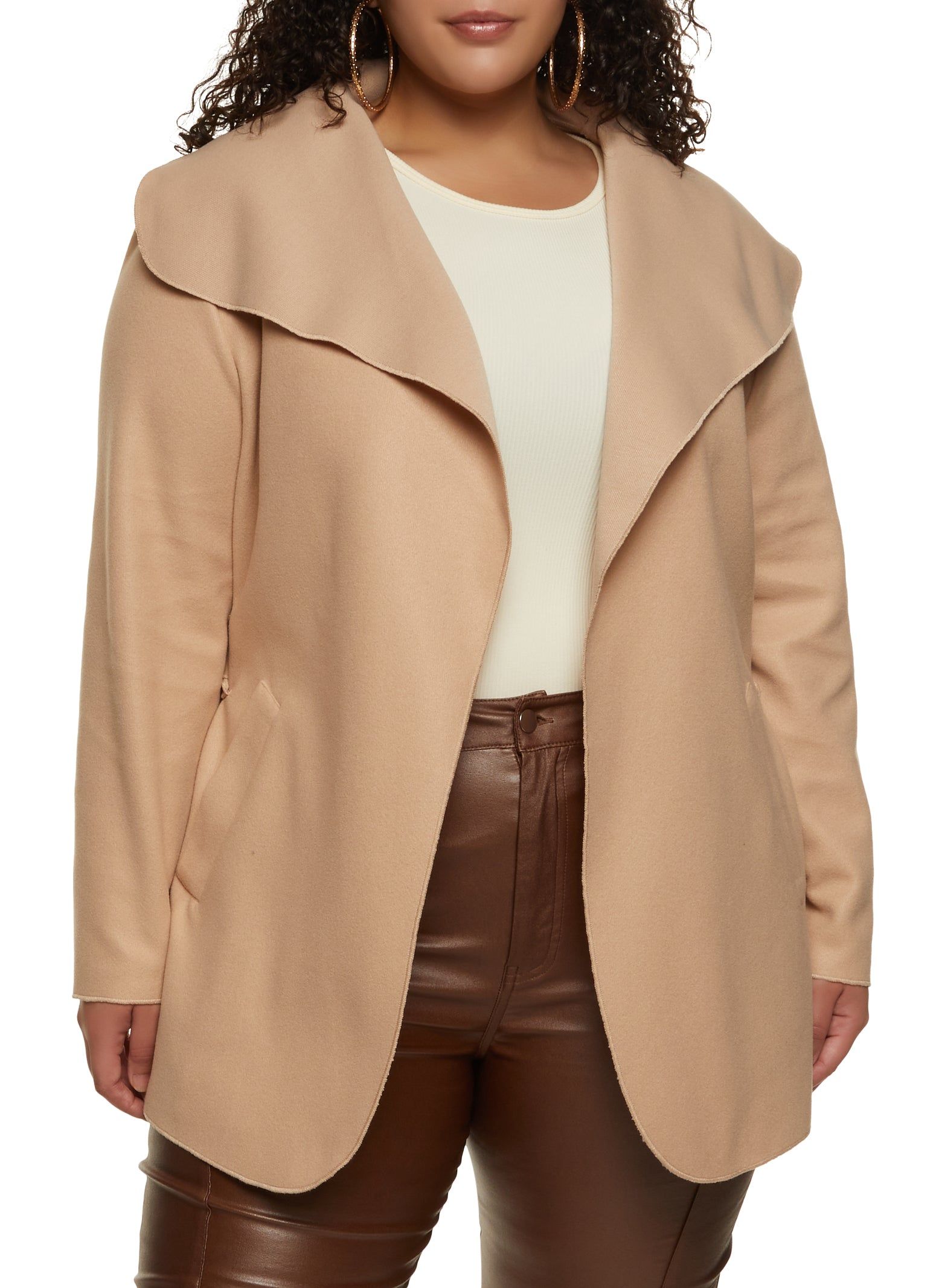 Plus Size Belted Wrap Coat sold by Rainbow