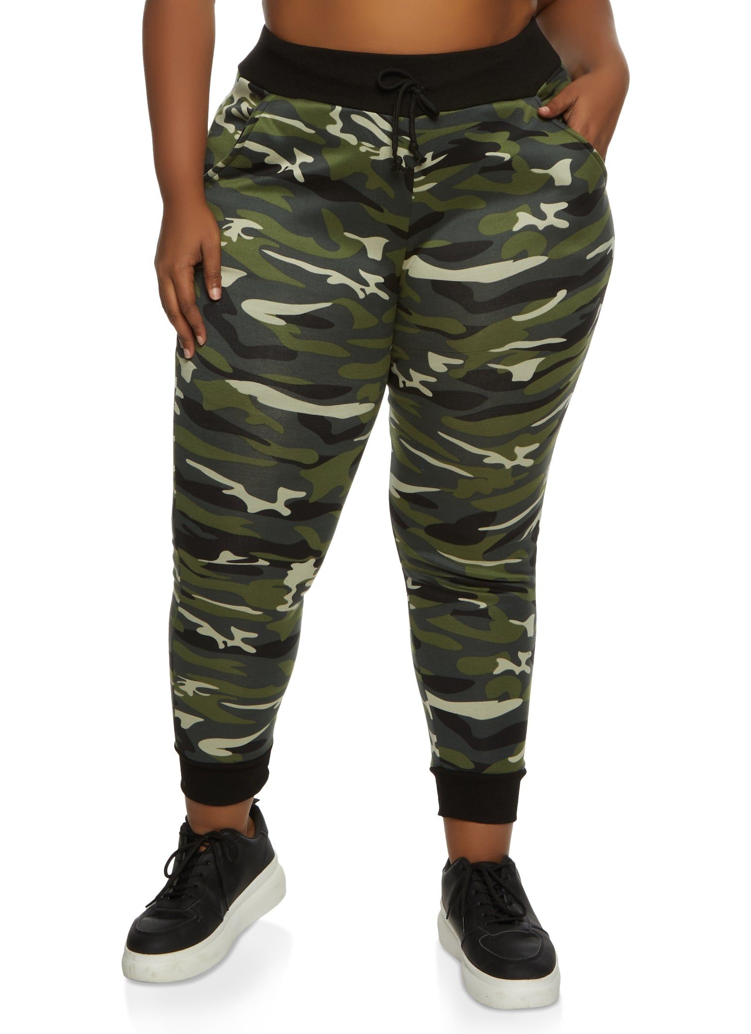 Plus Size Camo Faux Fur Lined Joggers sold by Rainbow