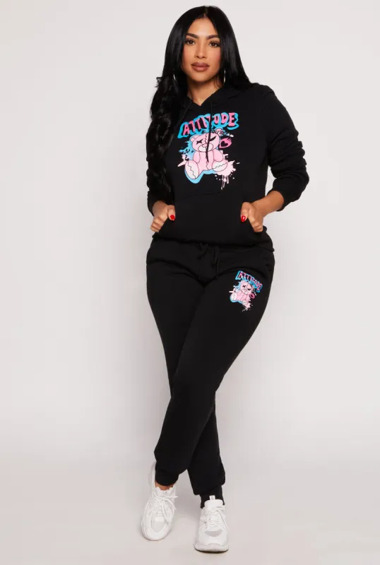 Fleece Lined Attitude Graphic Sweatpants sold by Rainbow