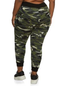 Plus Size Camo Faux Fur Lined Joggers sold by Rainbow