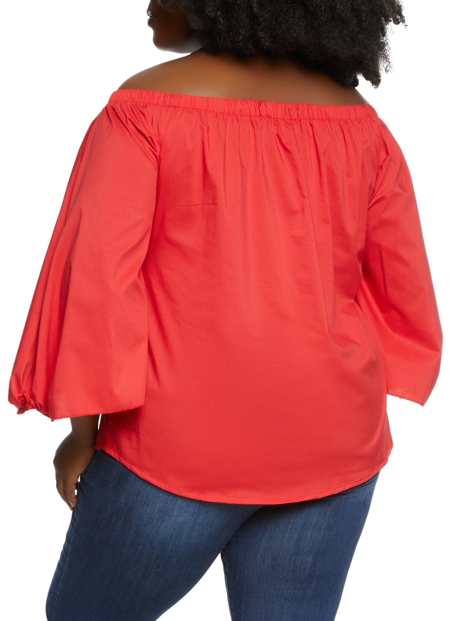 Plus Size Tie Cuff Off the Shoulder Blouse sold by Rainbow product image thumbnail 2