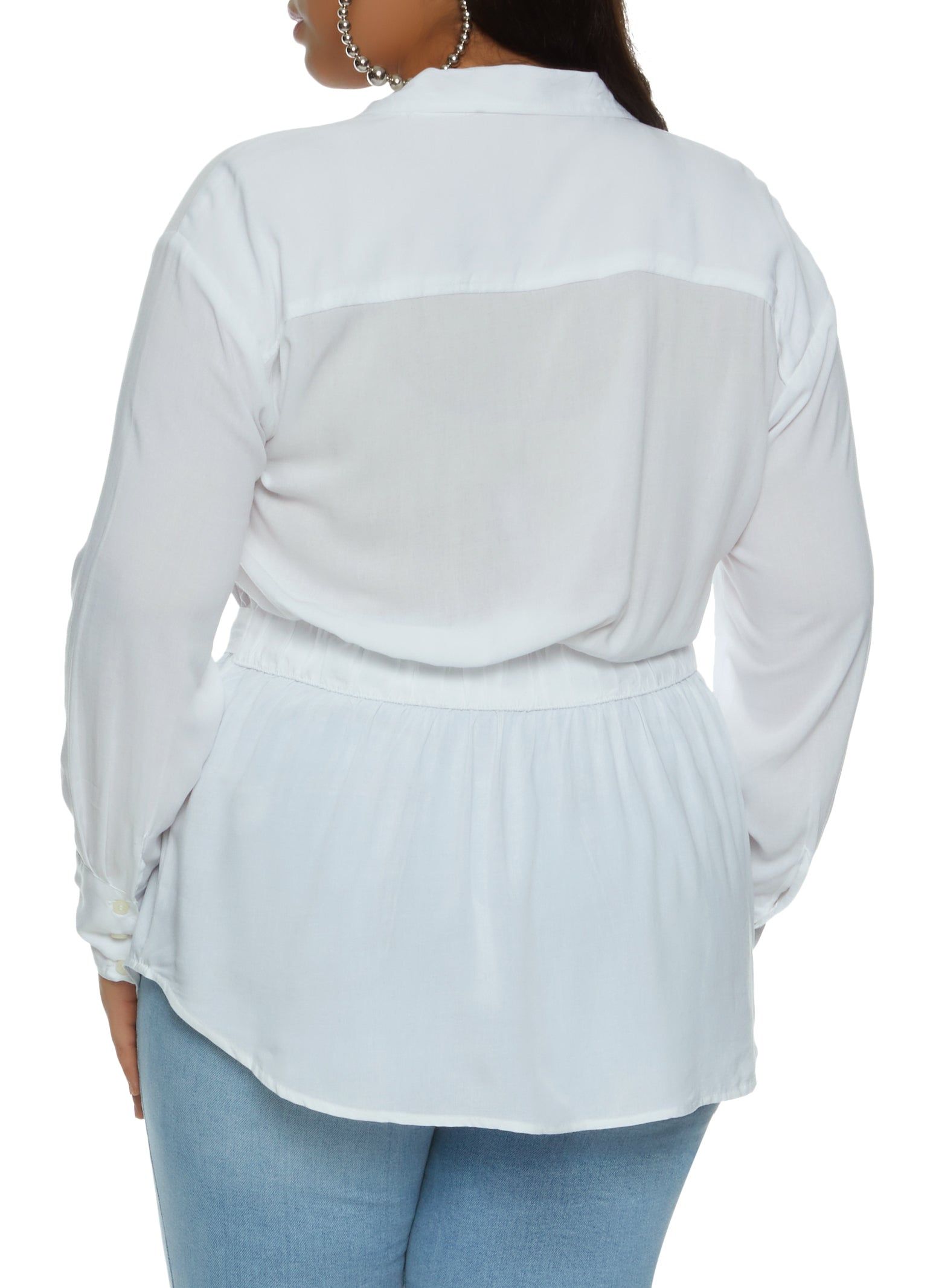 Plus Size Button Front Tie Waist Shirt sold by Rainbow product image thumbnail 2