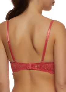 Scalloped Hem Patterned Lace Plunge Bra sold by Rainbow