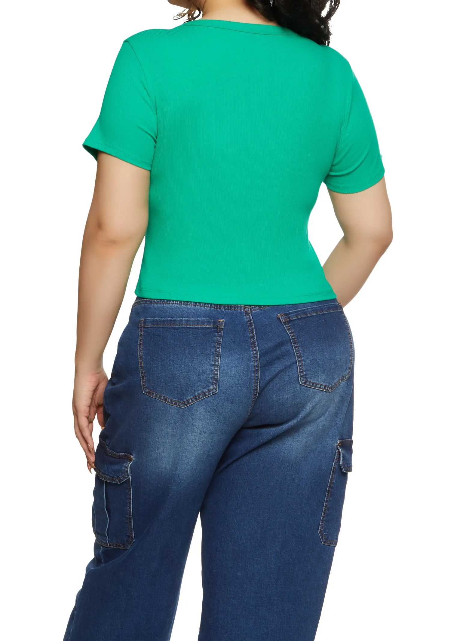 Plus Size Ribbed Knit Basic Scoop Neck Top sold by Rainbow product image thumbnail 2