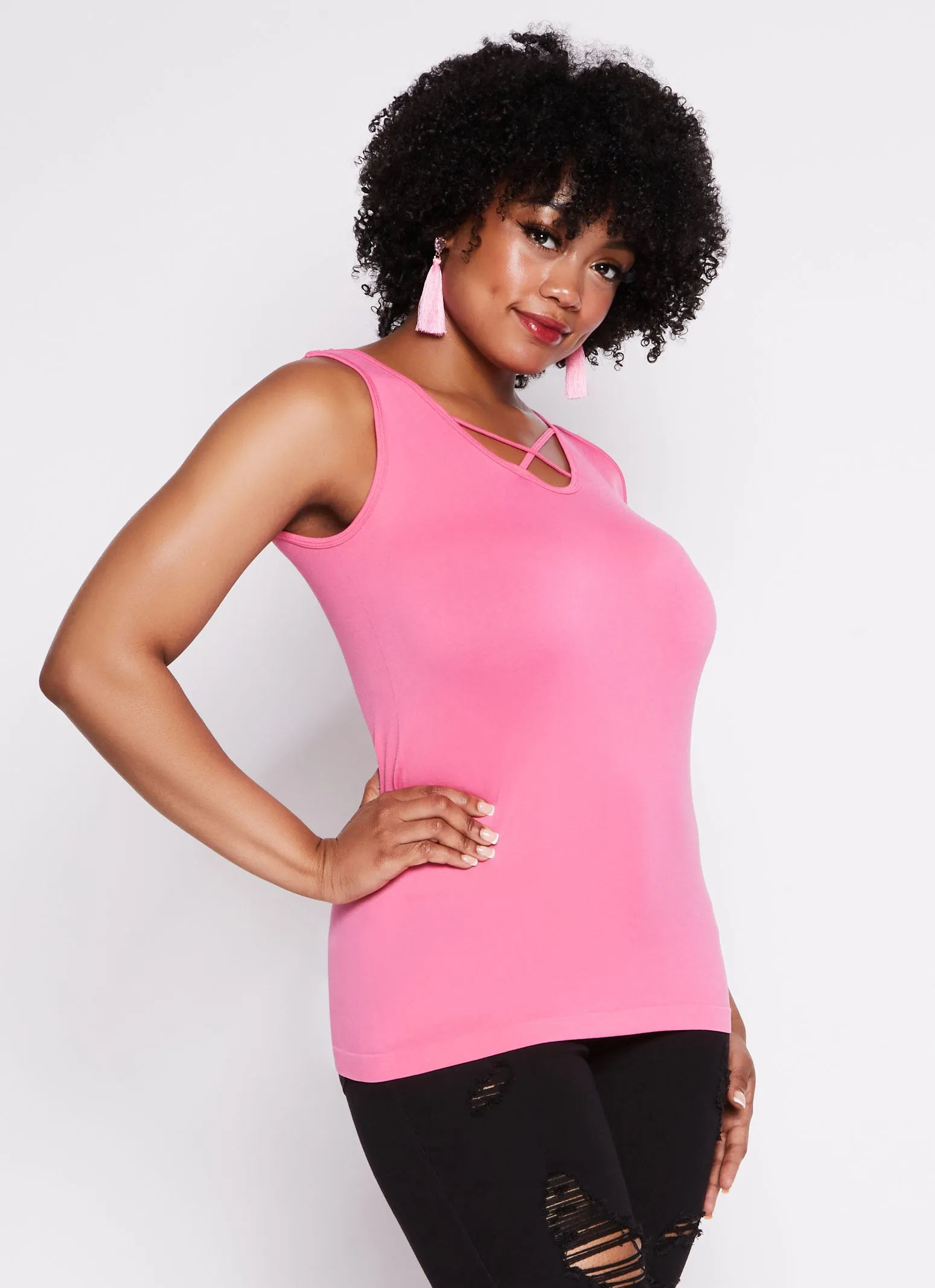 Plus Size Criss Cross Tank Top sold by Rainbow