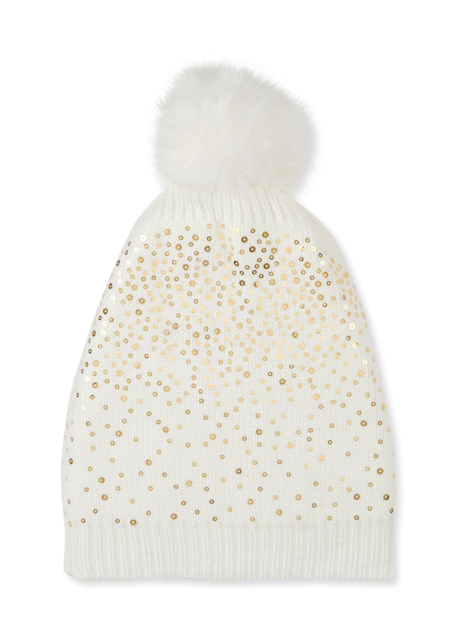 Sequin Faux Fur Pom Pom Beanie sold by Rainbow product image thumbnail 2
