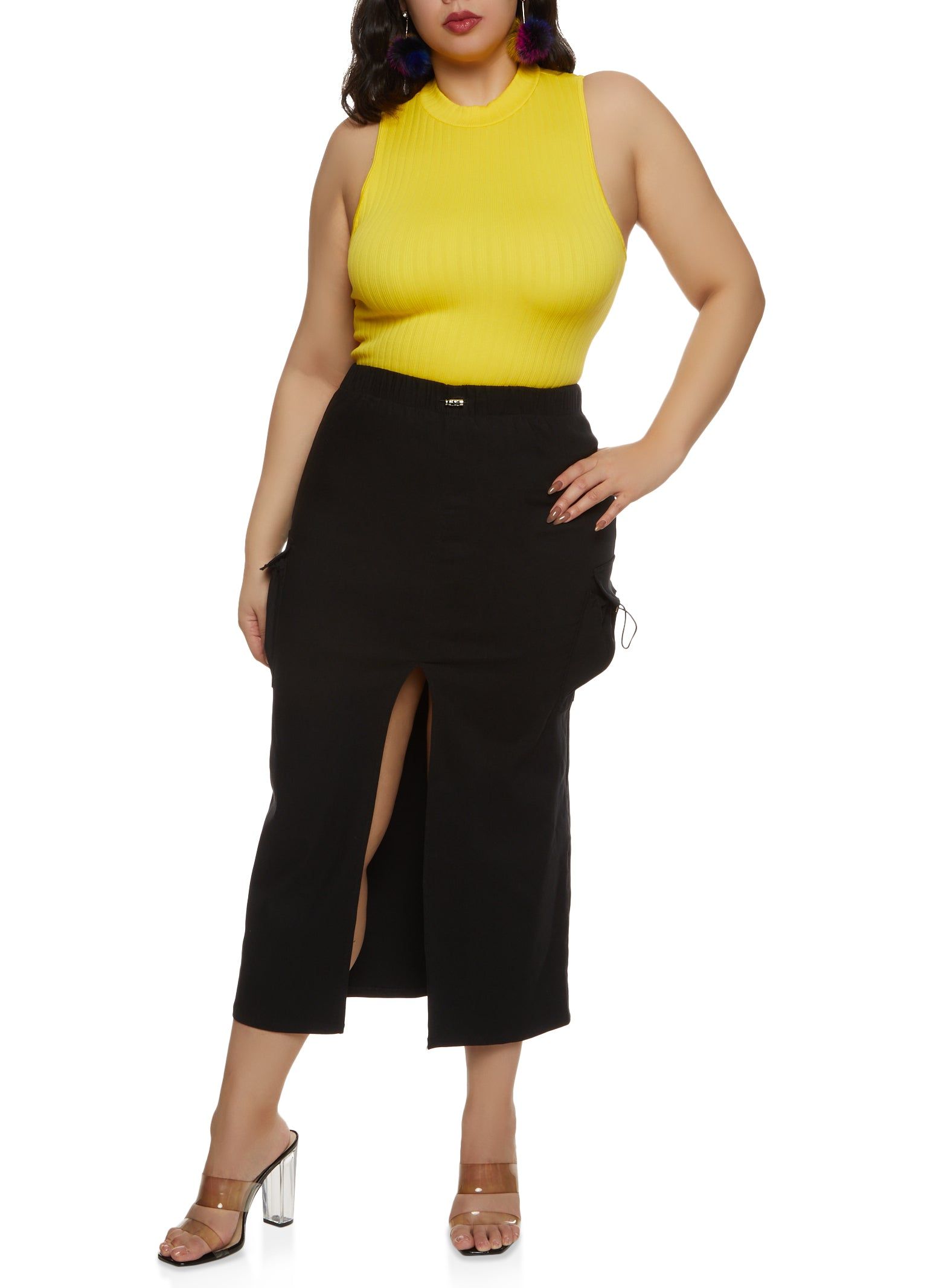 Plus Size Toggle Drawstring Cargo Maxi Skirt sold by Rainbow product image thumbnail 2