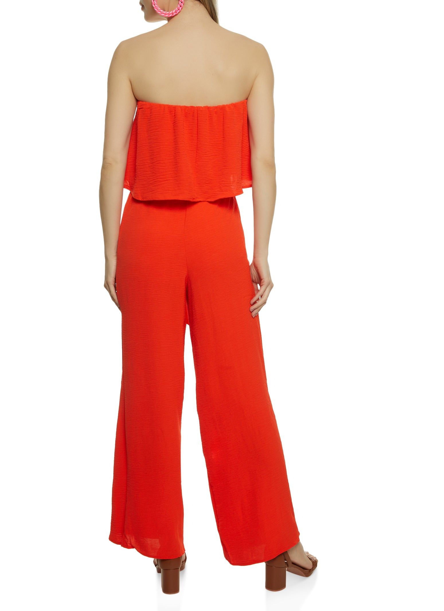 Ruffled Strapless Tie Waist Wide Leg Jumpsuit sold by Rainbow product image thumbnail 2