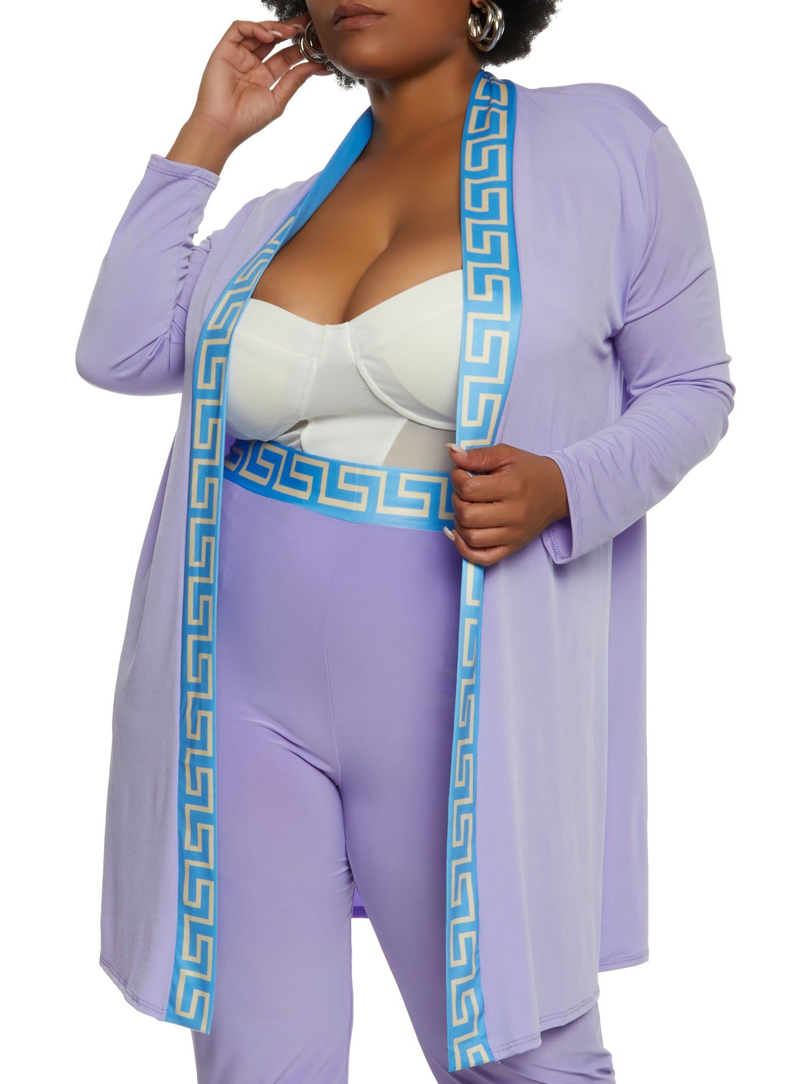 Plus Size Greek Key Trim Duster sold by Rainbow