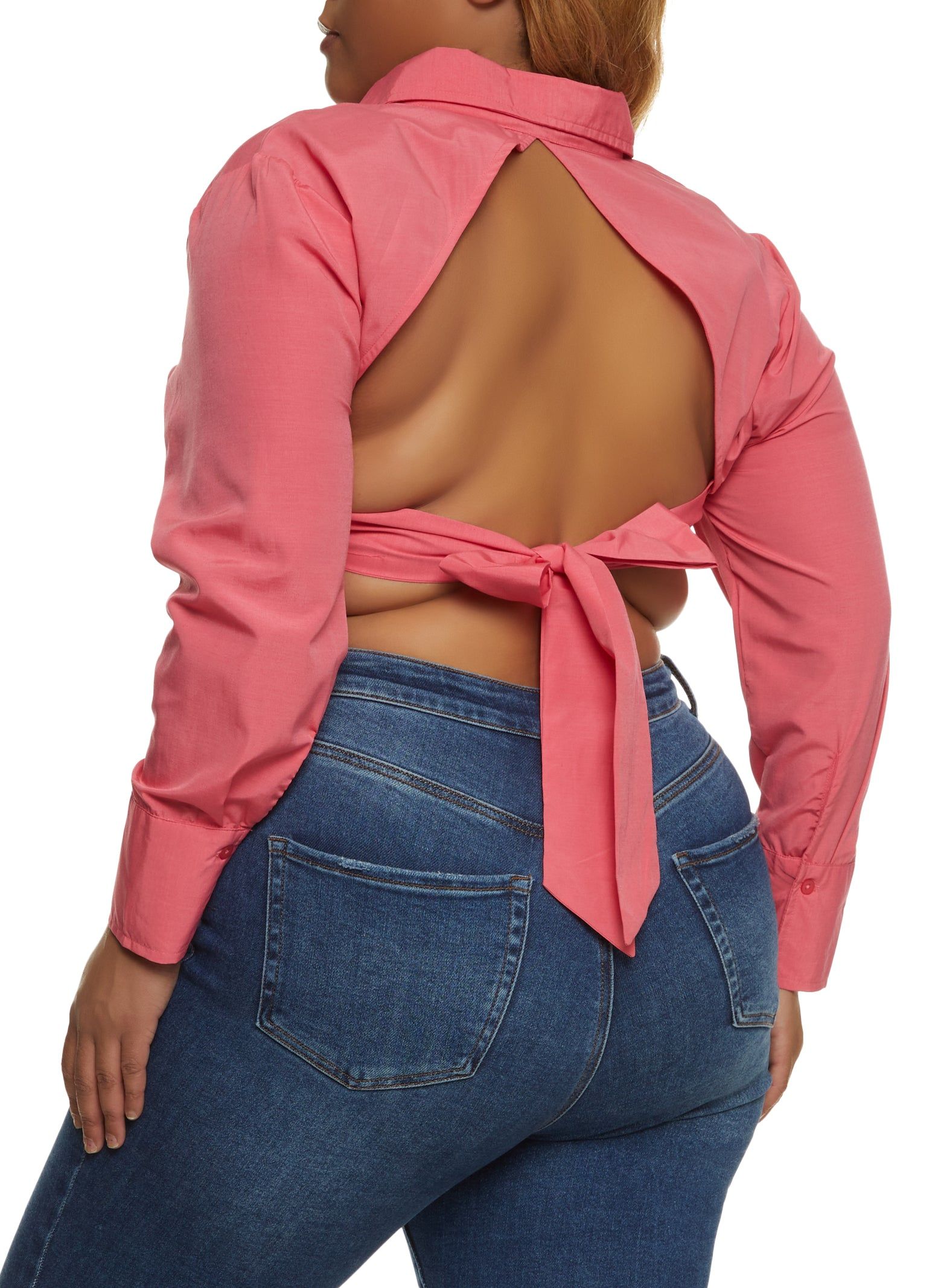 Plus Size Open Tie Back Shirt sold by Rainbow product image thumbnail 2