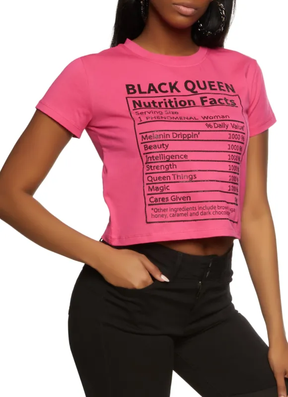 Black Queen Nutritional Facts Rhinestone Tee sold by Rainbow