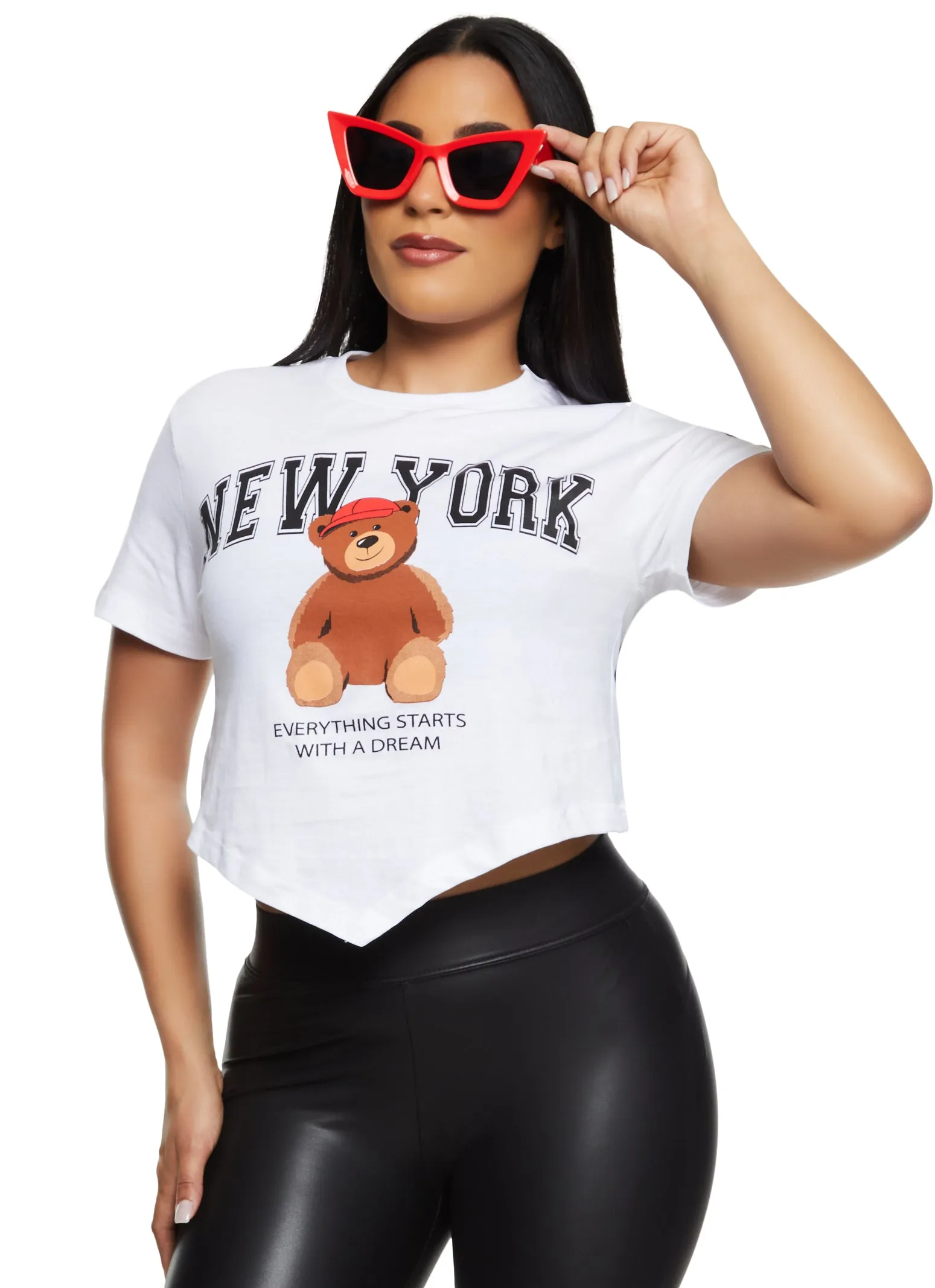 New York Hanky Hem Cropped Graphic Tee sold by Rainbow