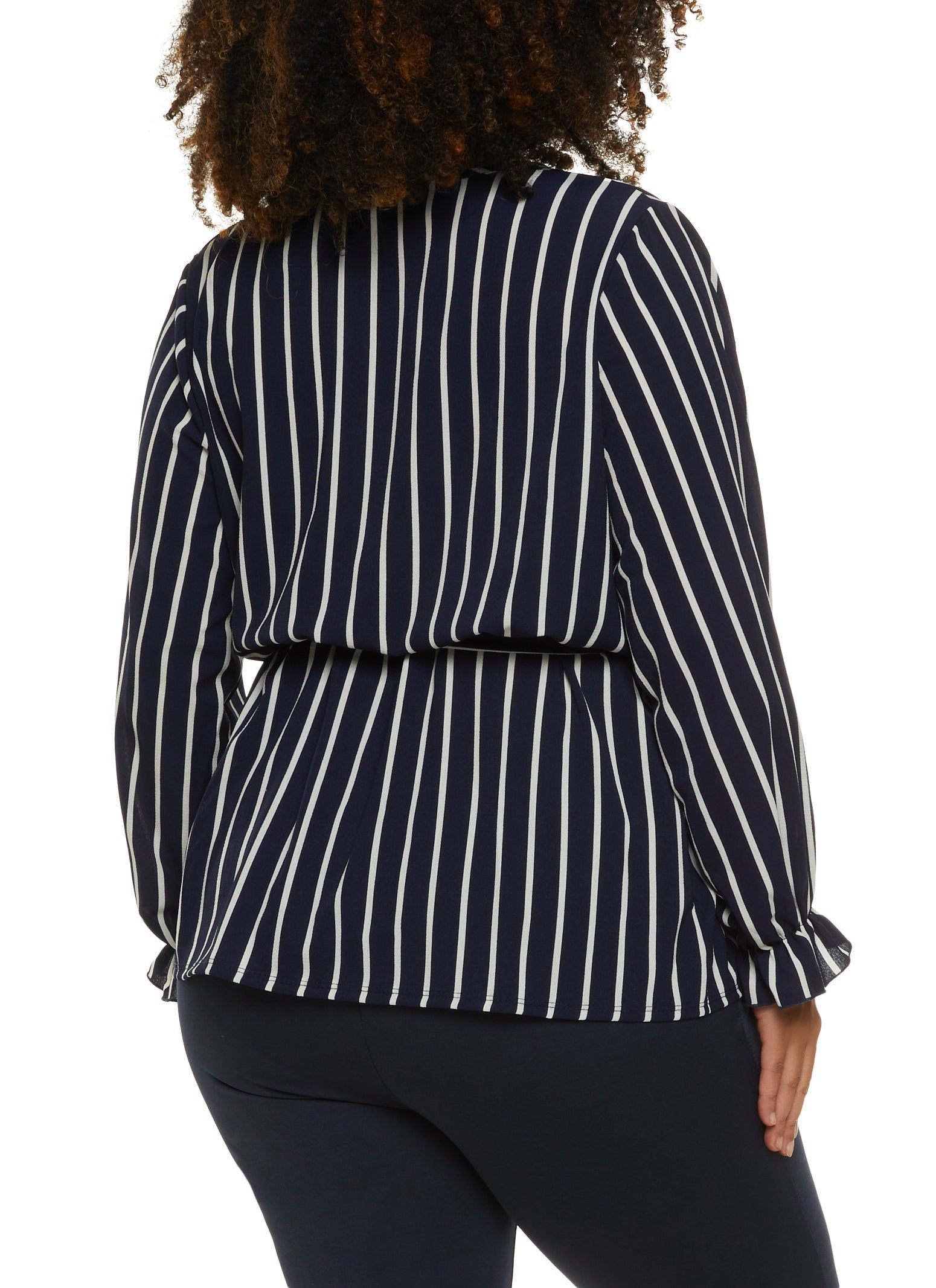 Plus Size Striped Tie Waist Belted Wrap Top sold by Rainbow product image thumbnail 2
