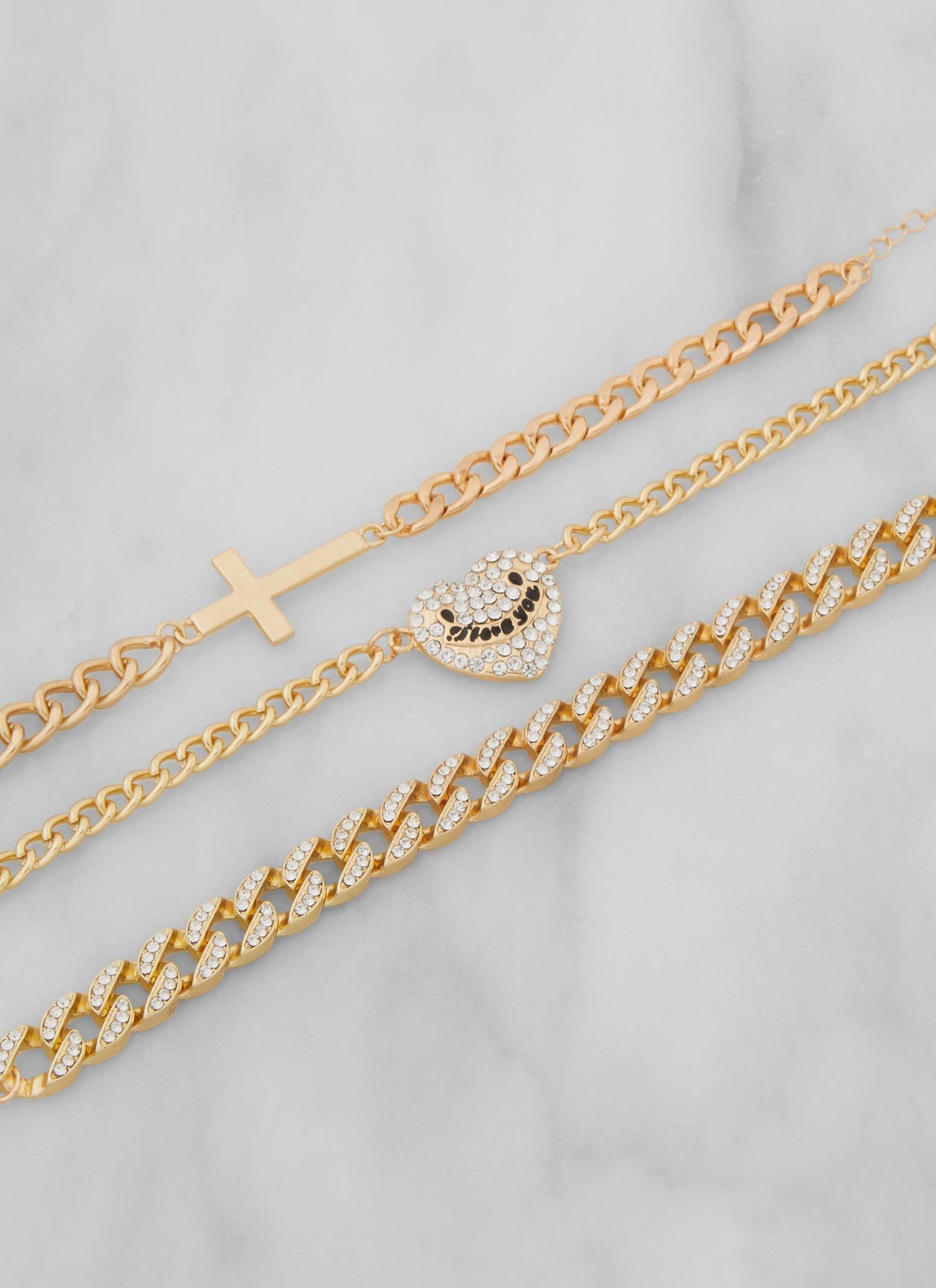 Rhinestone Heart Chain Anklet Trio sold by Rainbow product image thumbnail 2