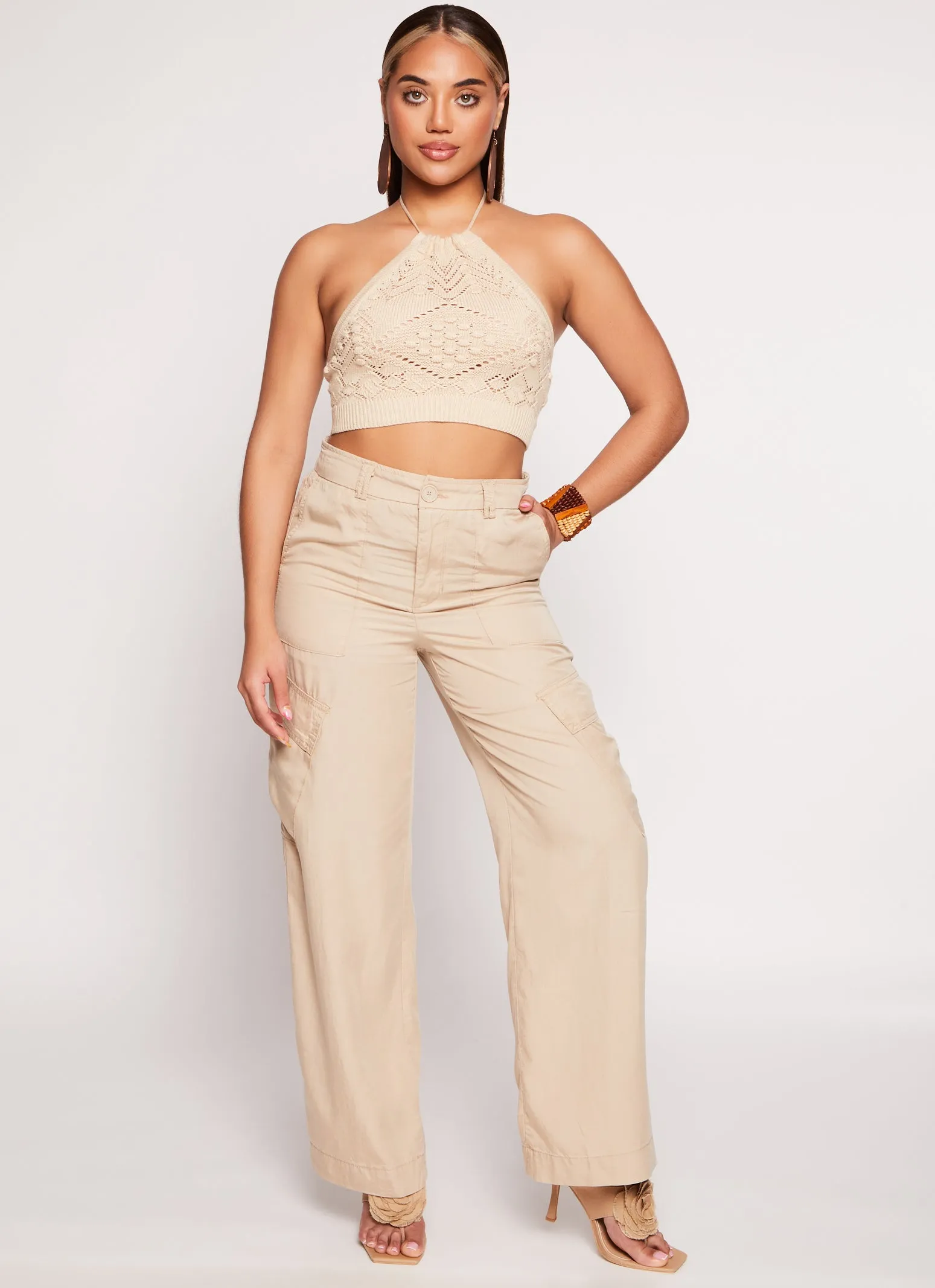 Crochet Cropped Halter Top sold by Rainbow product image thumbnail 2