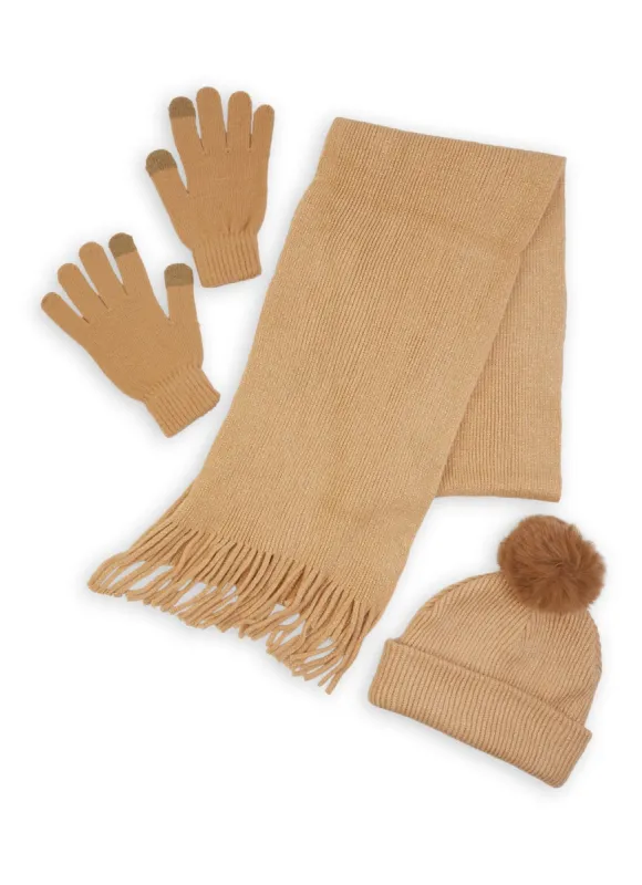 Lurex Beanie with Gloves and Scarf sold by Rainbow