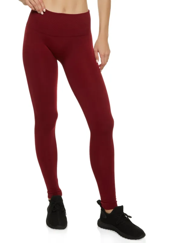 Textured Waistband High Waist Leggings sold by Rainbow
