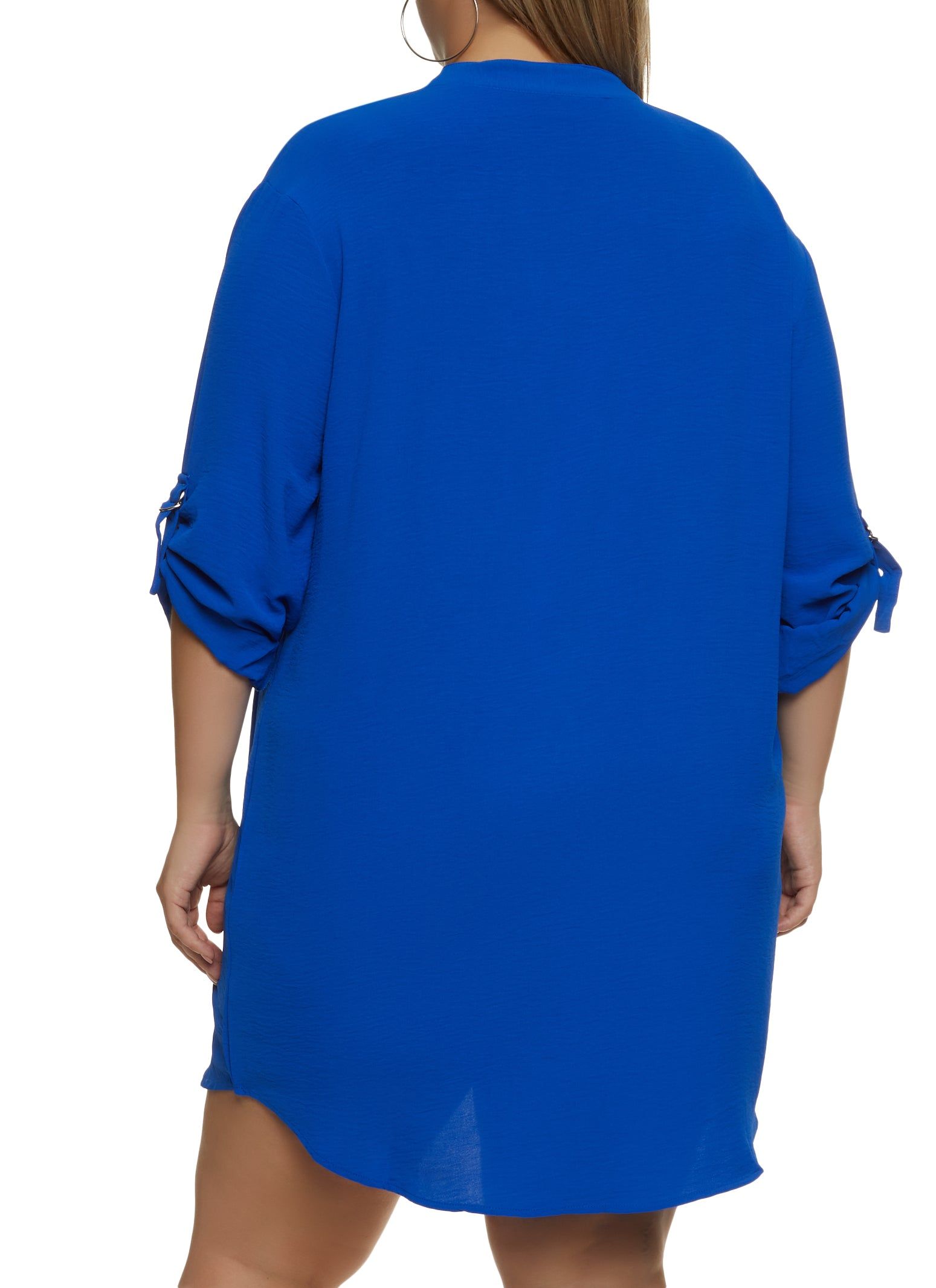 Plus Size Double Pocket Tabbed Sleeve Shirt Dress sold by Rainbow product image thumbnail 3