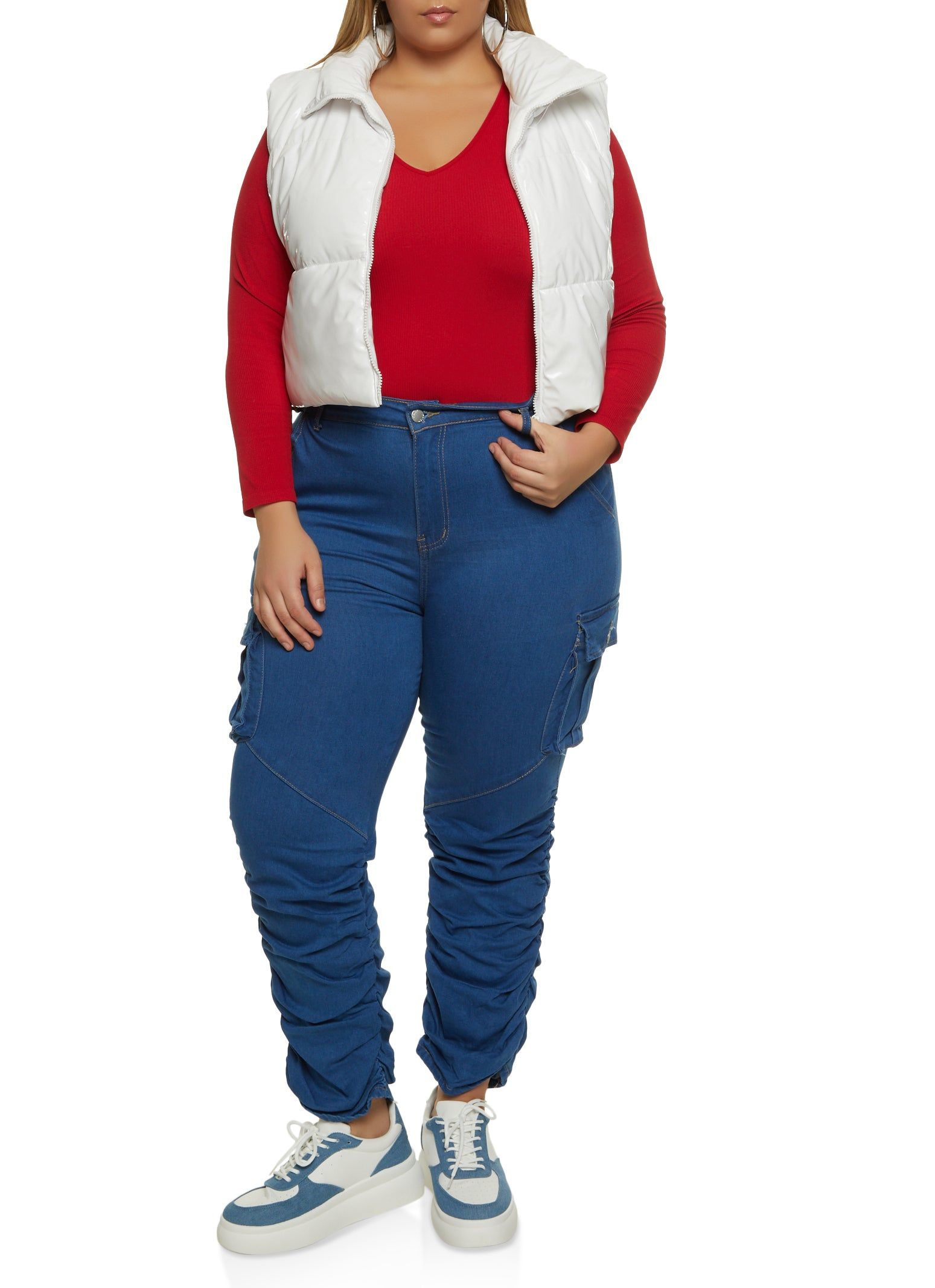 Plus Size Faux Patent Leather Puffer Vest sold by Rainbow product image thumbnail 2