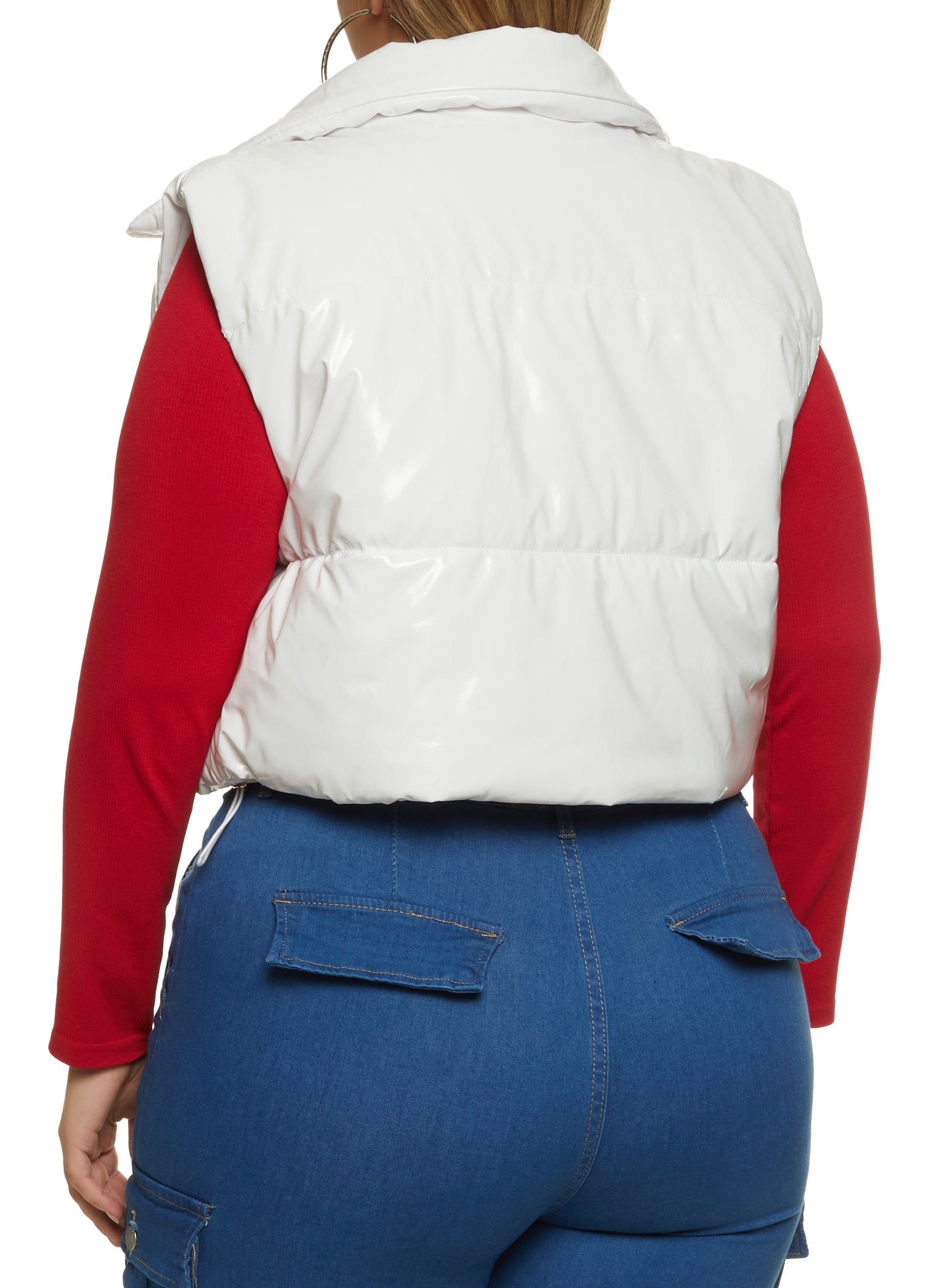 Plus Size Faux Patent Leather Puffer Vest sold by Rainbow product image thumbnail 3