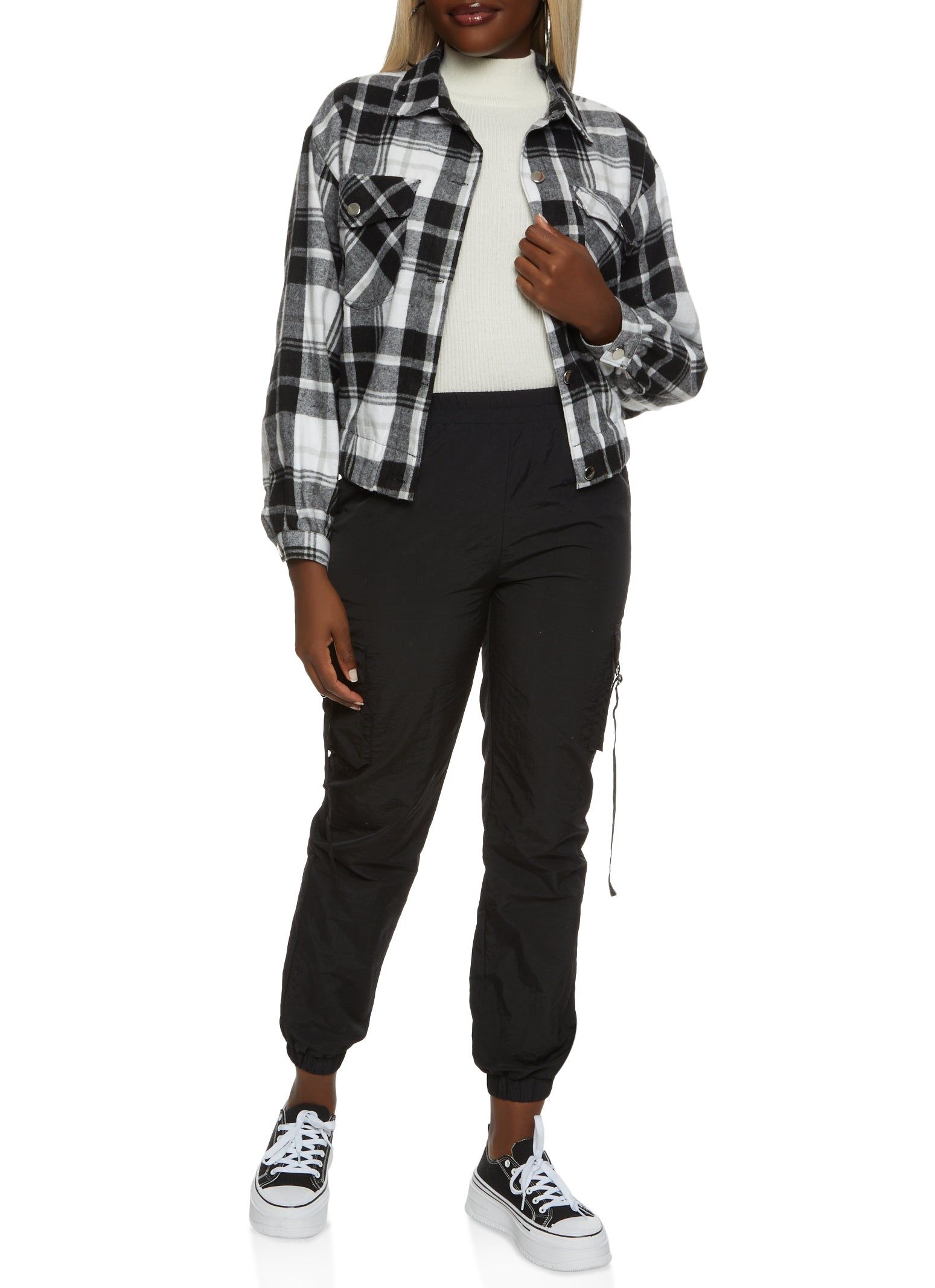 Plaid Button Front Pocket Detail Shacket sold by Rainbow product image thumbnail 2