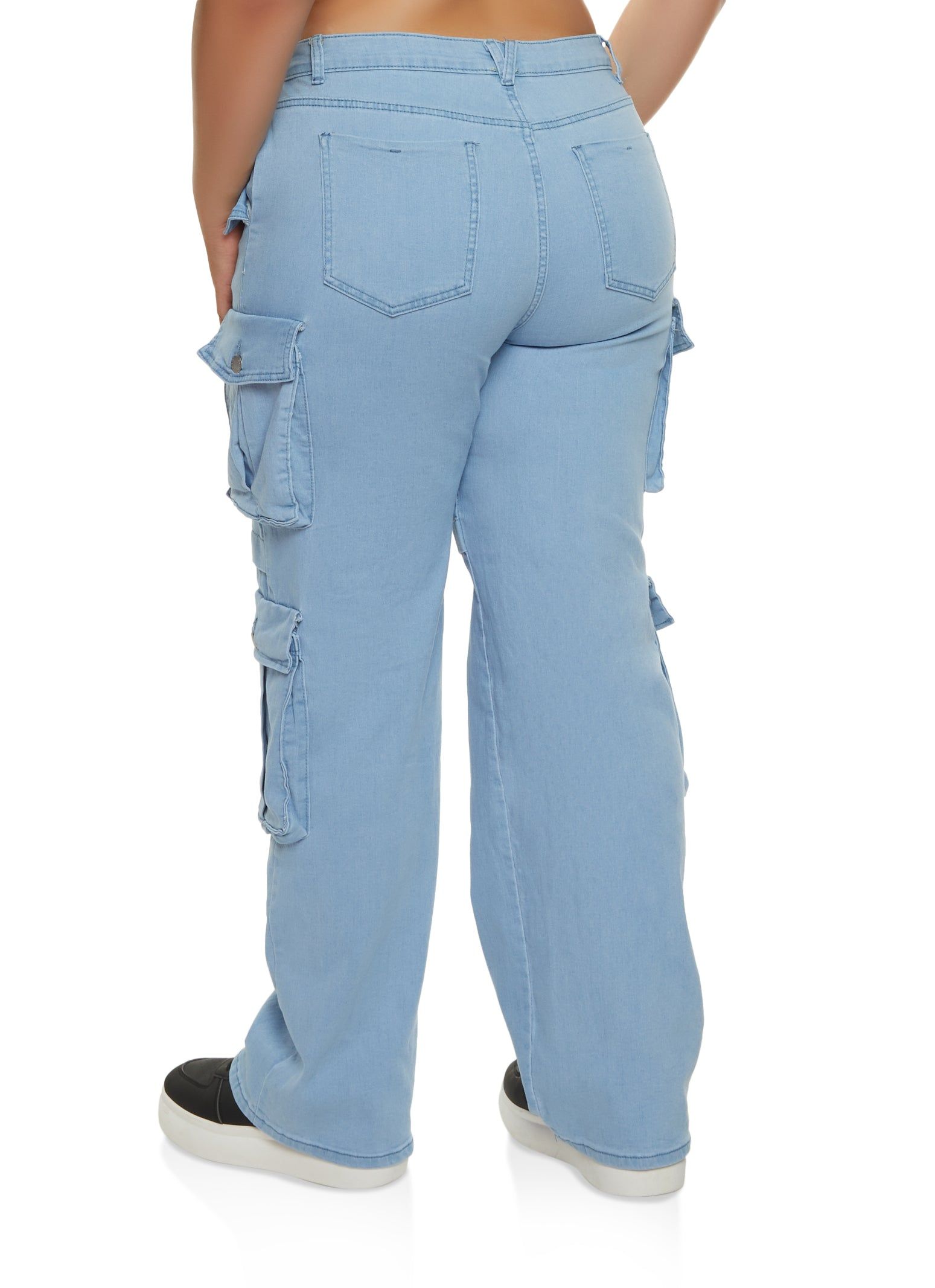 Plus Size High Waist Wide Leg Cargo Jeans sold by Rainbow product image thumbnail 3