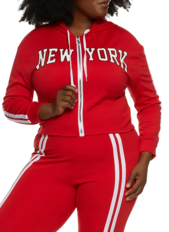 Plus Size New York Zip Front Graphic Hoodie sold by Rainbow