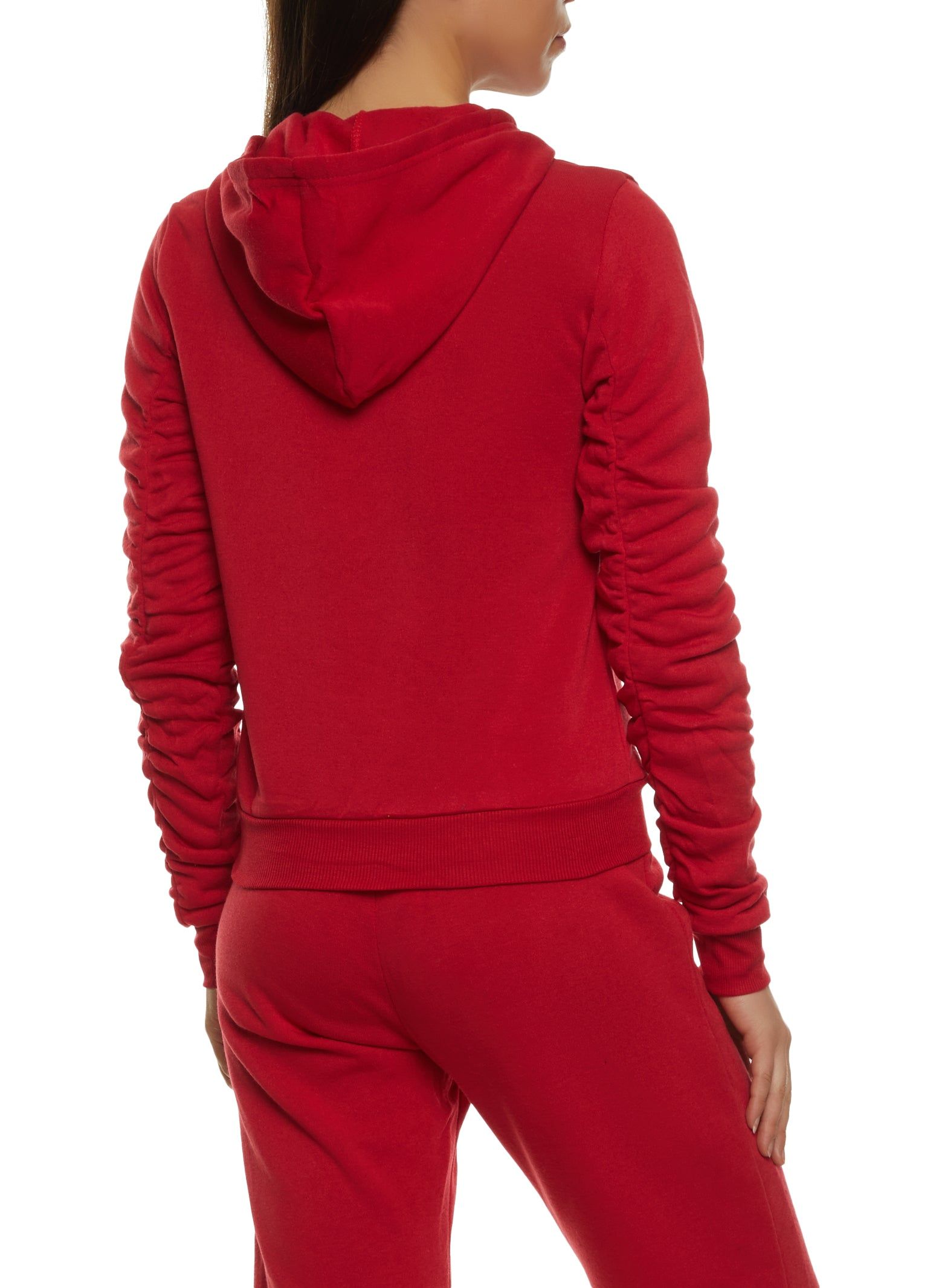 Ruched Sleeve Half Zip Hoodie sold by Rainbow product image thumbnail 3