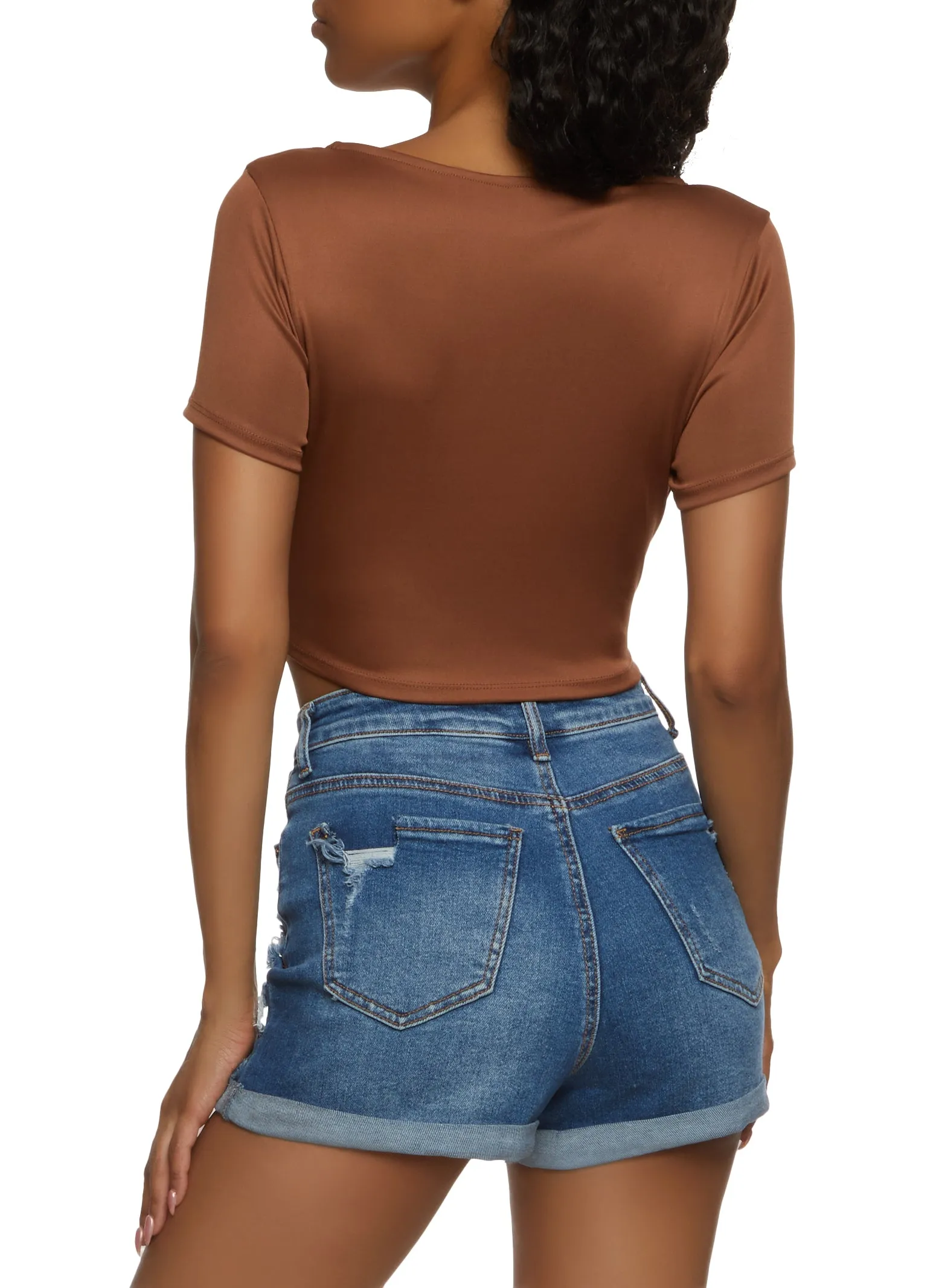 Cut Out Lace Up Front Crop Top sold by Rainbow product image thumbnail 2