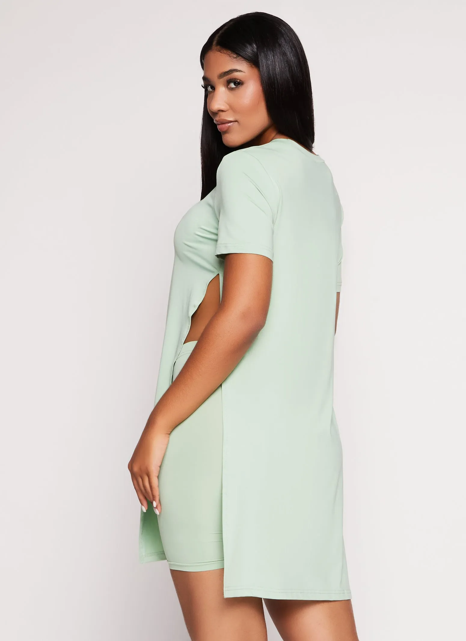 Daisy Crew Neck Side Slit Tunic Tee sold by Rainbow product image thumbnail 3