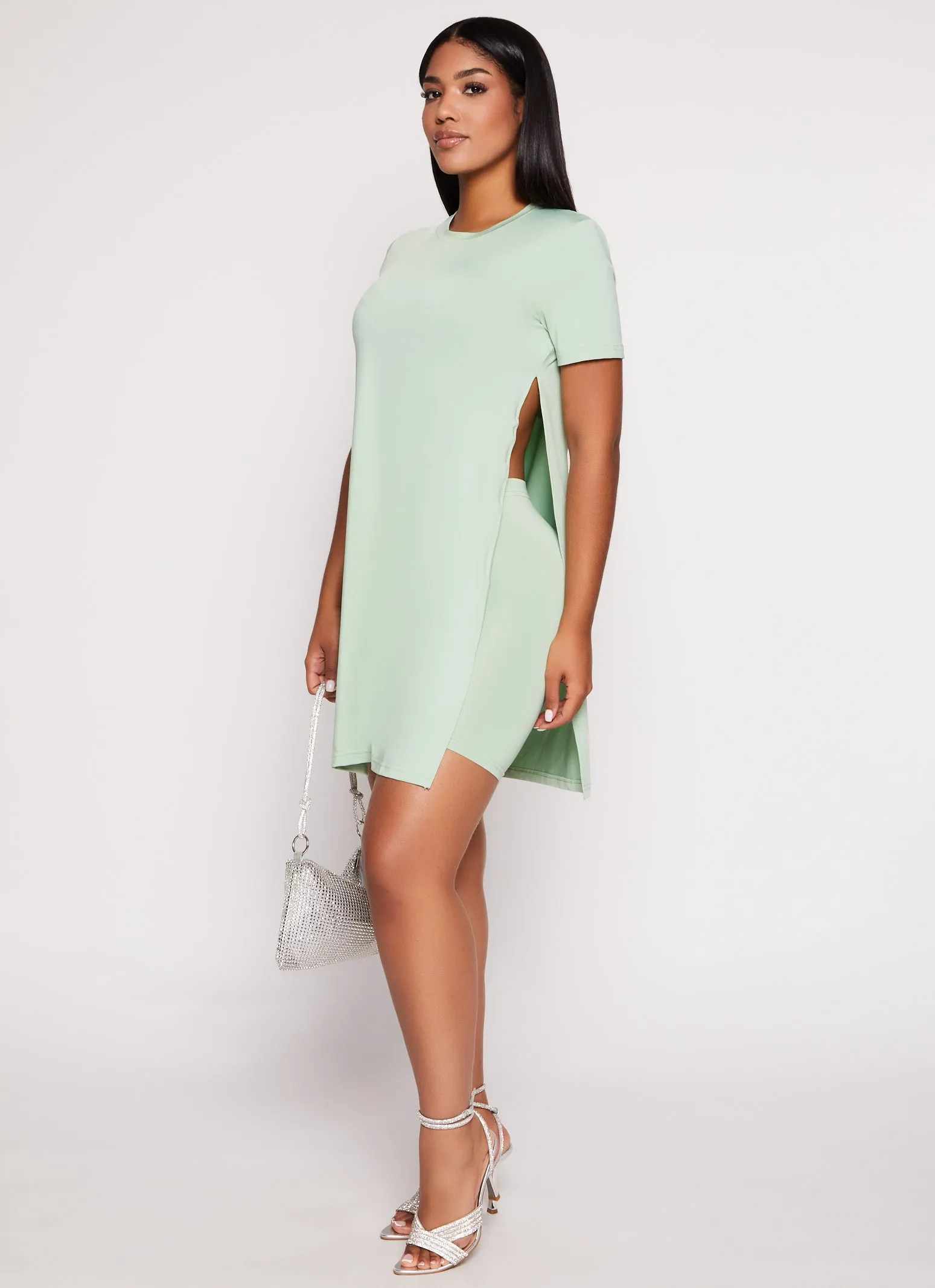 Daisy Crew Neck Side Slit Tunic Tee sold by Rainbow product image thumbnail 2