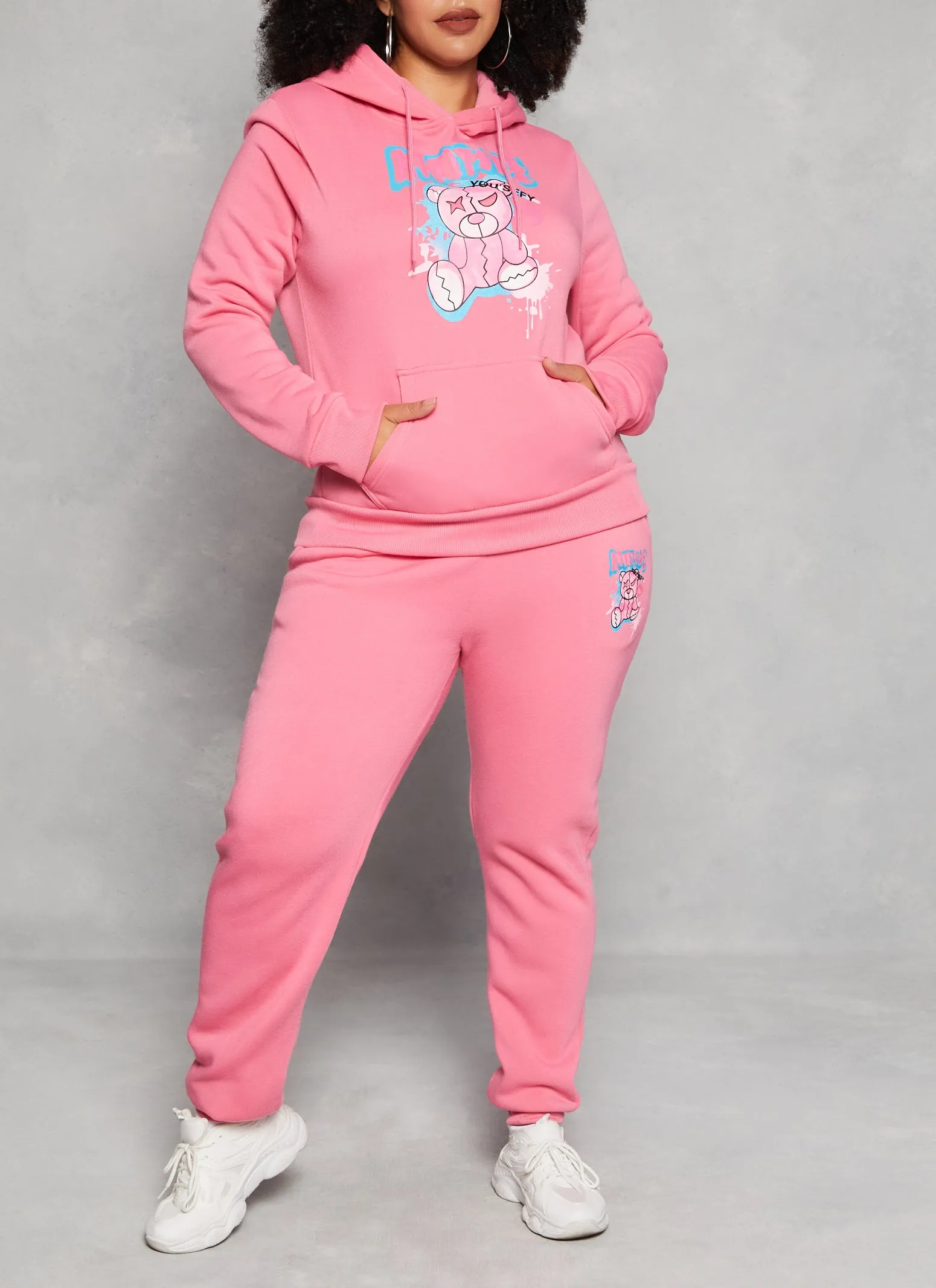 Plus Size Attitude Bear Graphic Pullover Hoodie sold by Rainbow product image thumbnail 2