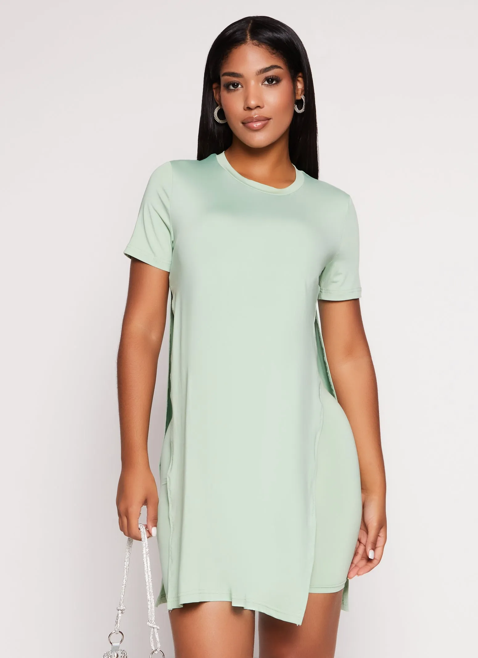 Daisy Crew Neck Side Slit Tunic Tee sold by Rainbow